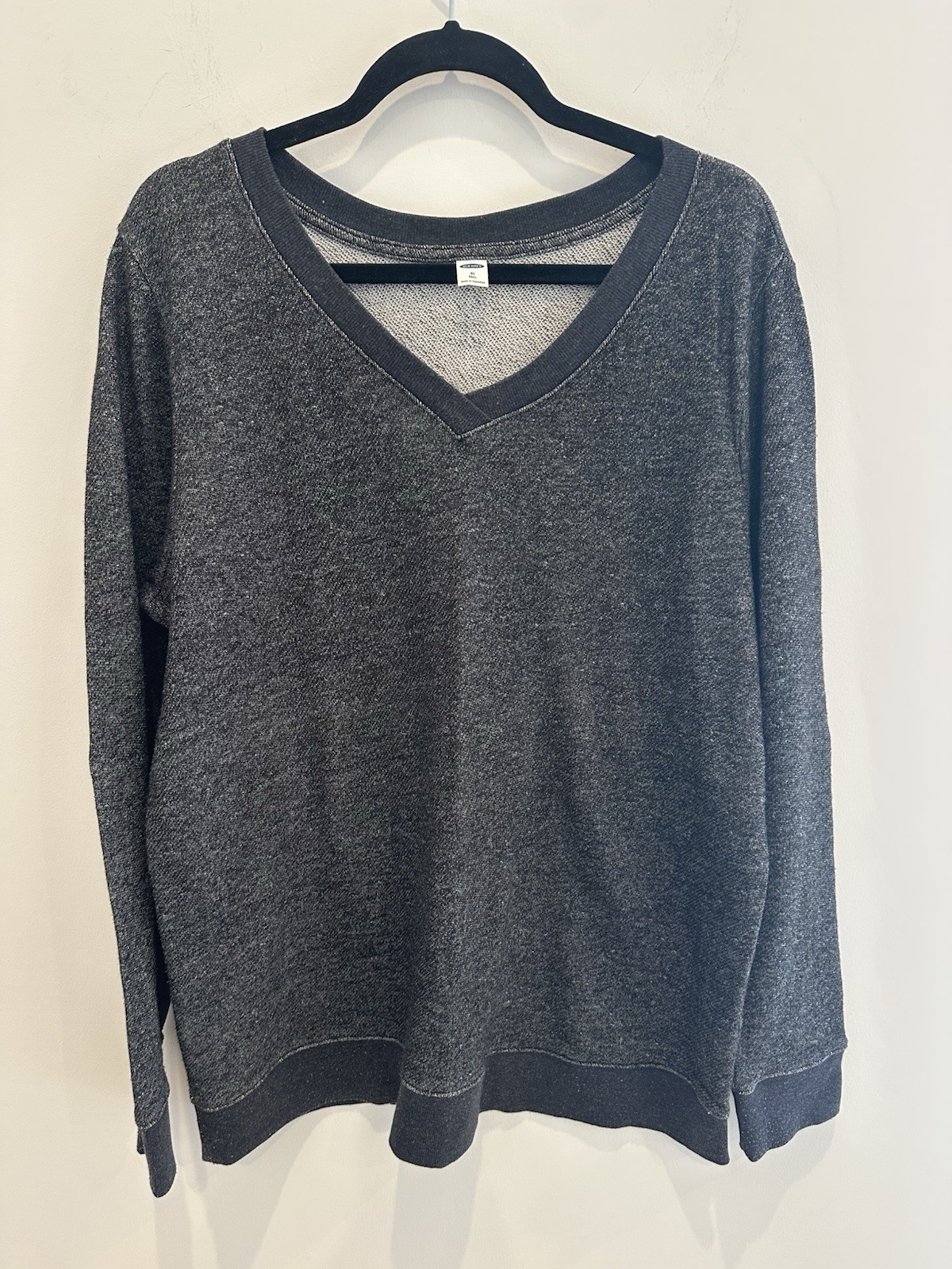 Old Navy Unisex Black Gray Pullover V Neck Lightweight Sweatshirt XLT Tall