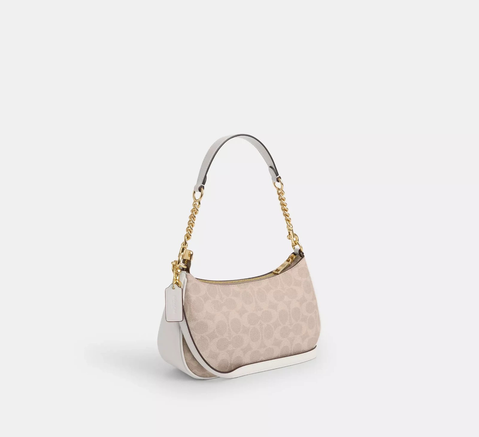 NWT COACH CV933 Teri Shoulder Bag In Signature Canvas Gold/Sand/Chalk