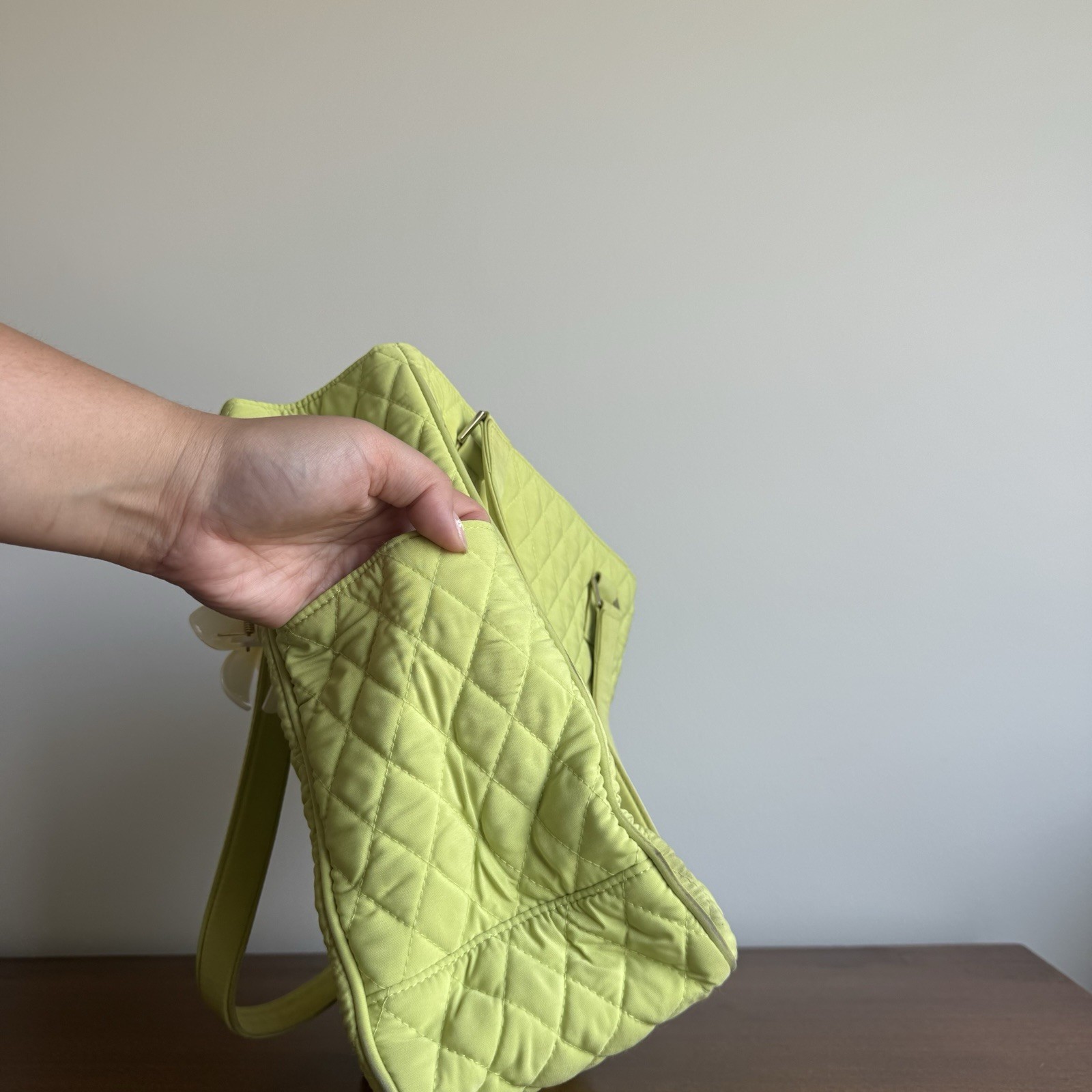 Vera Bradley Microfiber Tote Bag – Lime Green/Apple Green