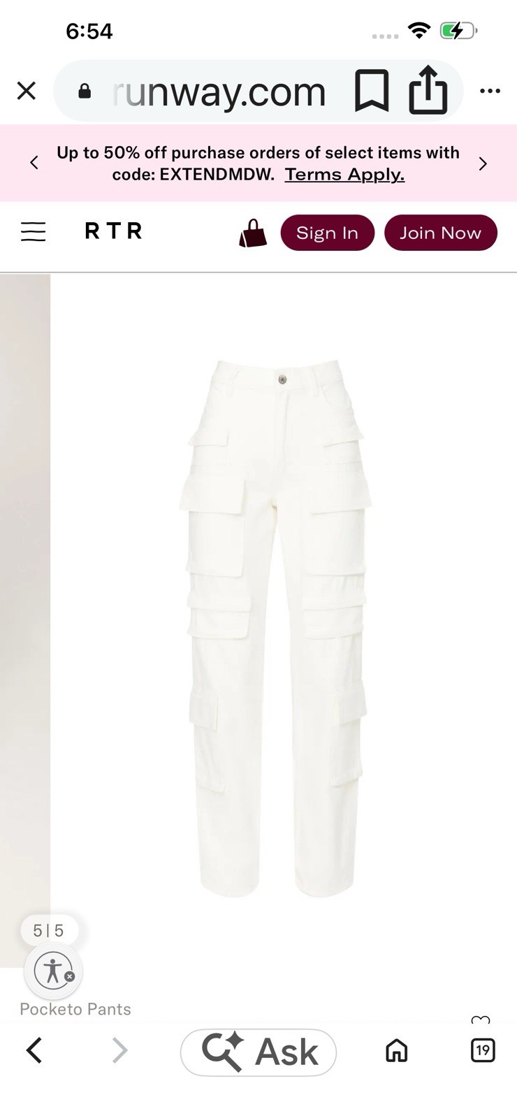 Maje White Cargo Jeans Size EU 36 US 4