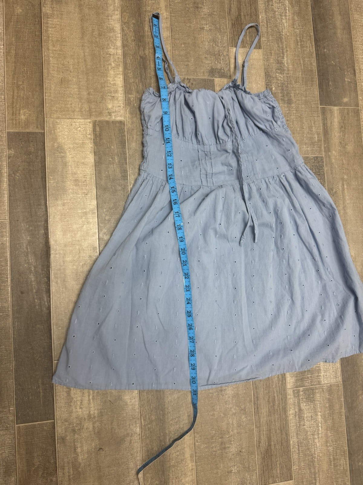 Hesperus Blue Smocked Dress Medium Adjustable Straps Lined Airy Sleeveless