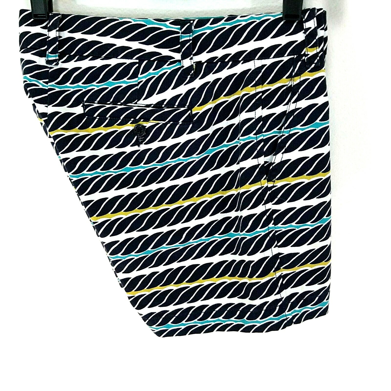 J. CREW Chino Shorts Navy Blue Multicolor Wave Stripe Print Women’s 6 NEW $59.50
