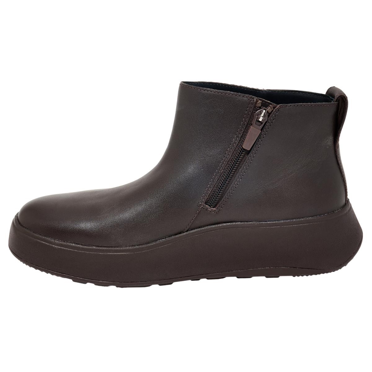 #FitFlop F-Mode Leather Flatform Zip Ankle Boot—Size 10 EU42—Black RETAIL $170