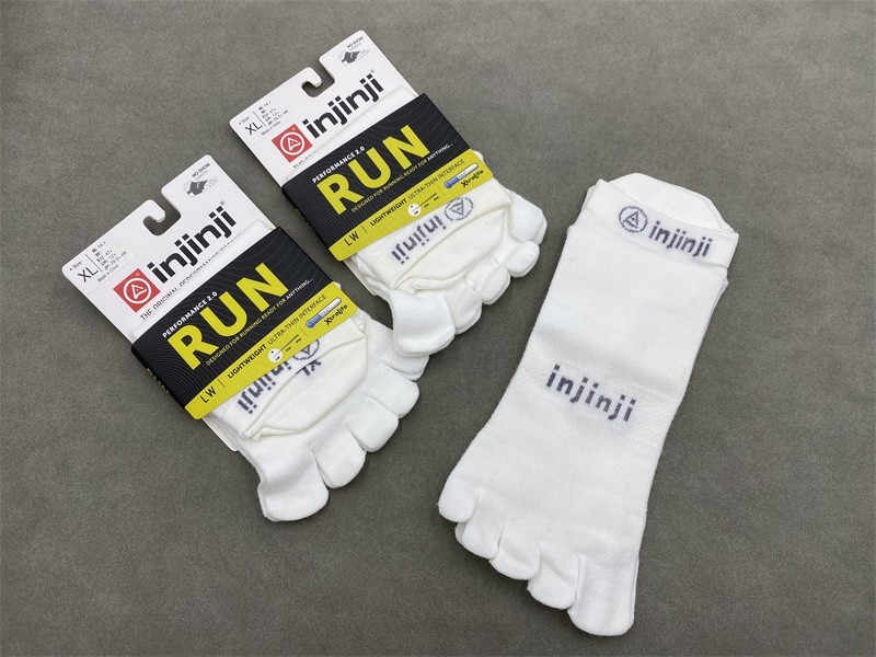 Men’s Size XL White Injinji Runing LIGHTWEIGHT ULTRA-THIN MINI-CREW SOCKS 3 Pack