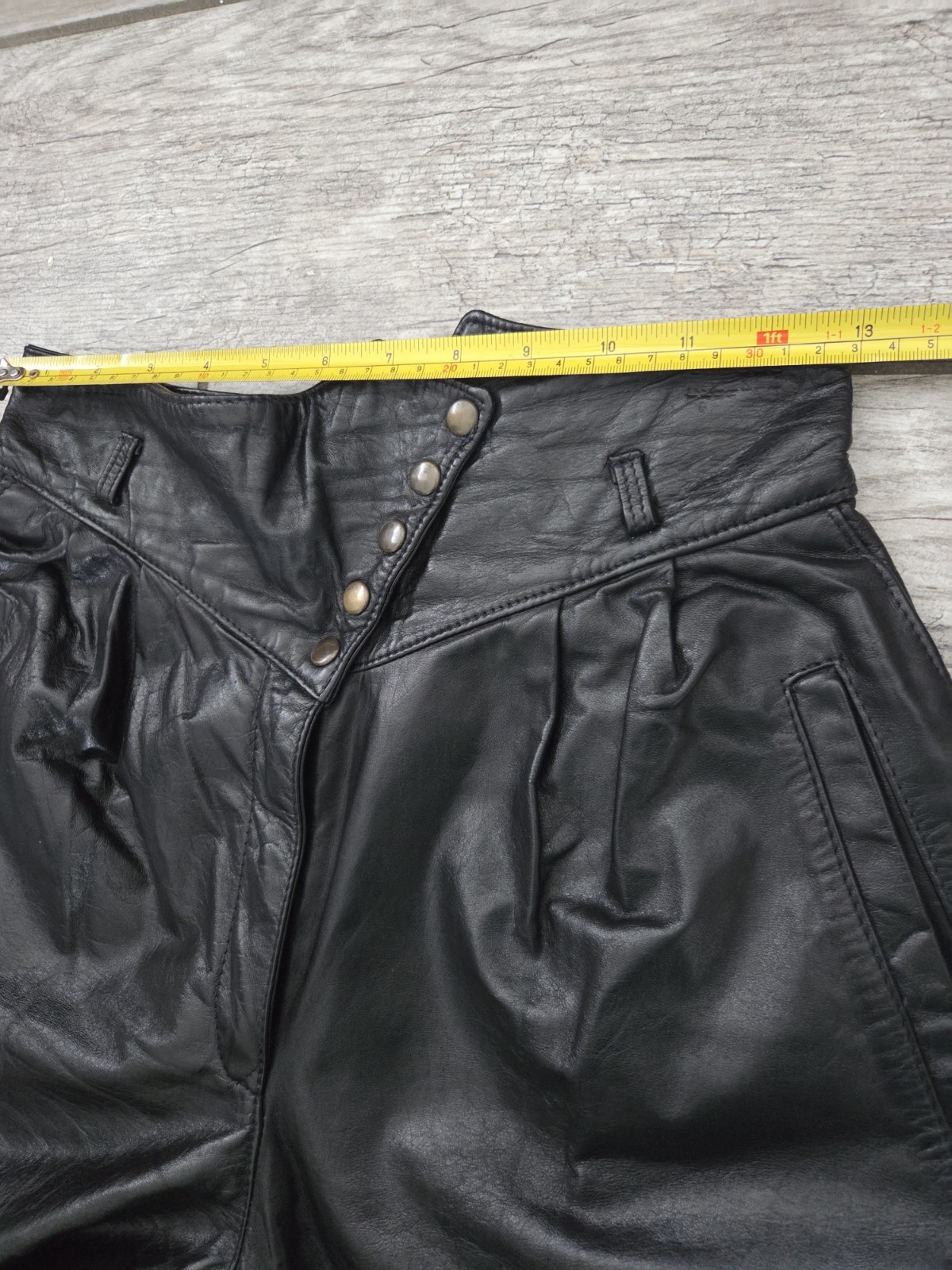Vintage Deja Vou Designs High-waisted Black Leather Pants Womens M Biker Western