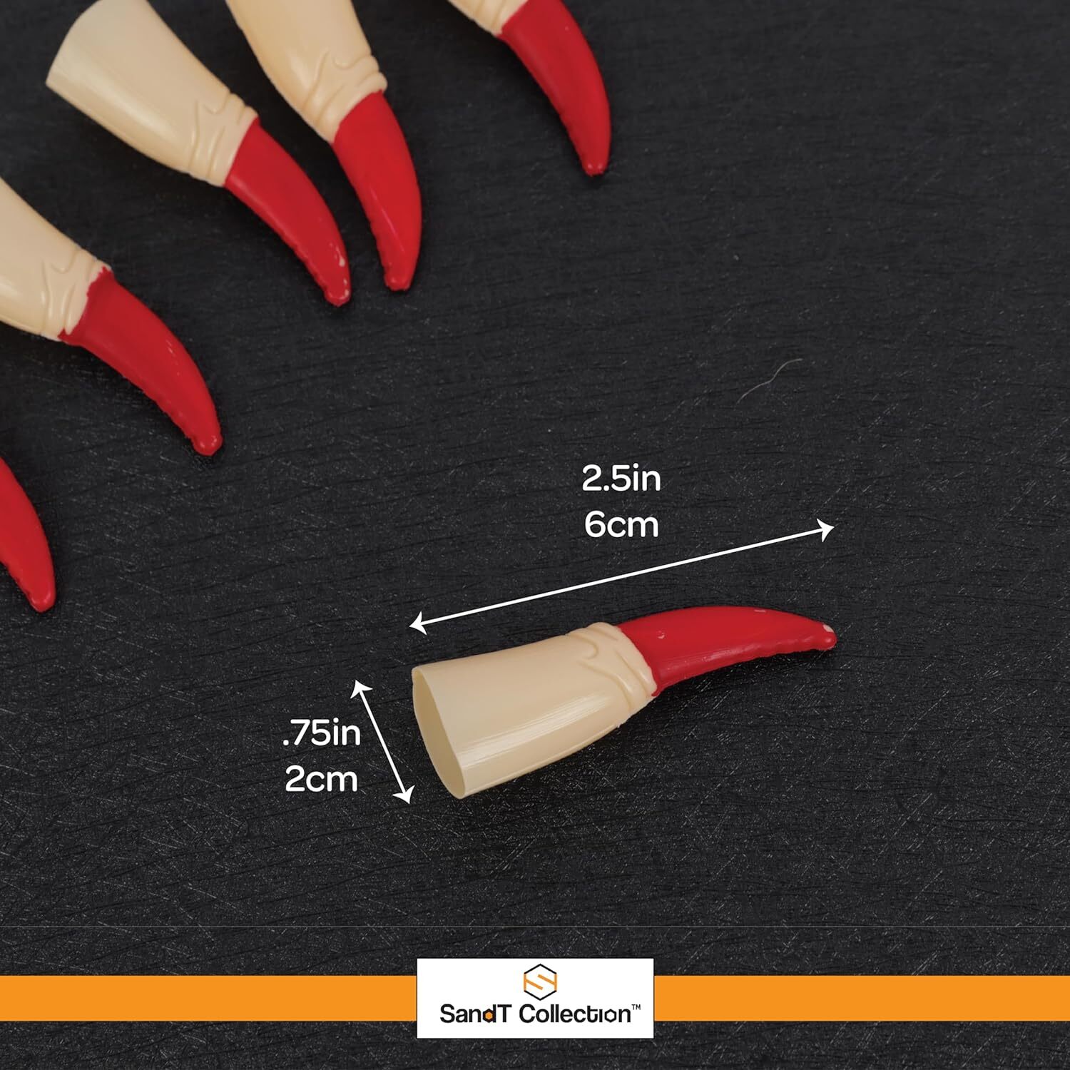 10 Piece Fake Costume Gothic Nails Scary Witch Zombie Vampire Nails (Red)