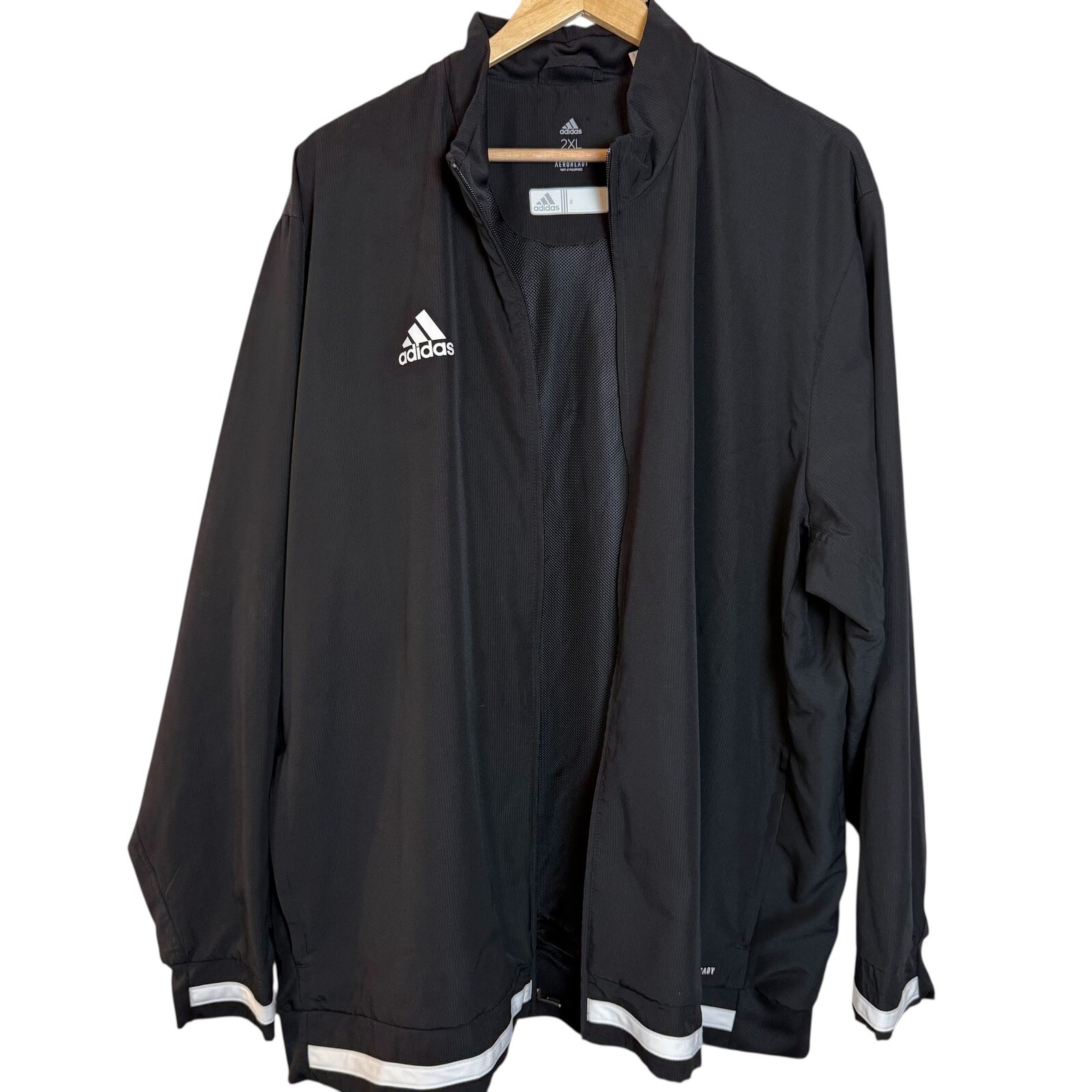 Adidas Jacket Men’s 2XL Aeroready Black Full Zip Windbreaker All Season DW6876
