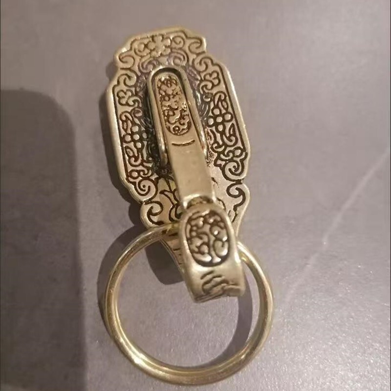 Pure brass solid patterned keychain handmade gift