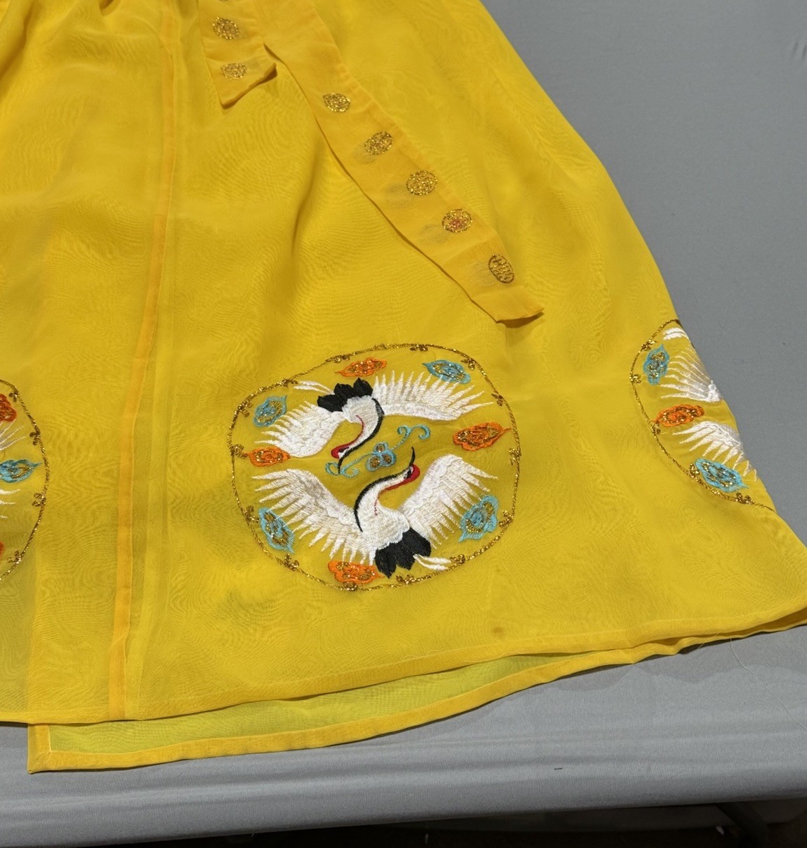 Custom Authentic Korean Hanbok Yellow Crane Formal Petite Traditional Petticoat