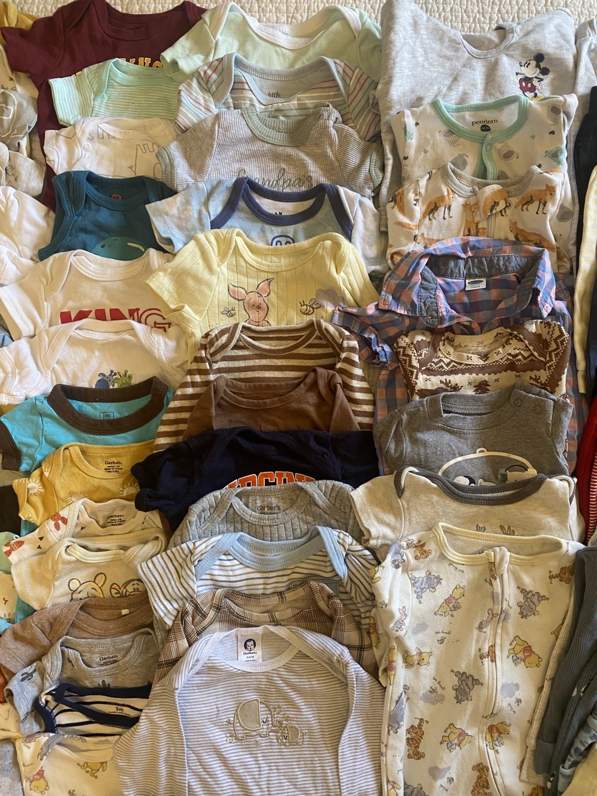 Huge Lot Boys Clothes 0-3 3-6 Months Newborn Diapers Millie Moon Disney Carters