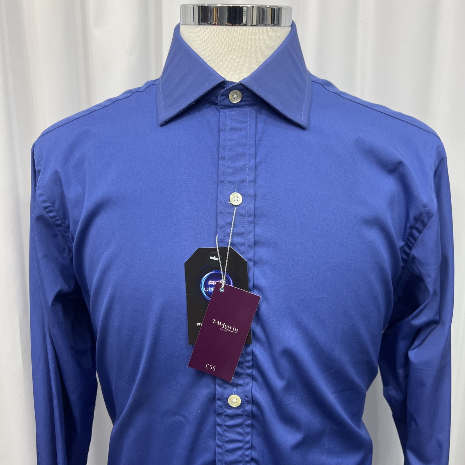 TM Lewin Men’s Blue Double Cuff Shirt – Pure Cotton – 16” Collar (46” Chest)