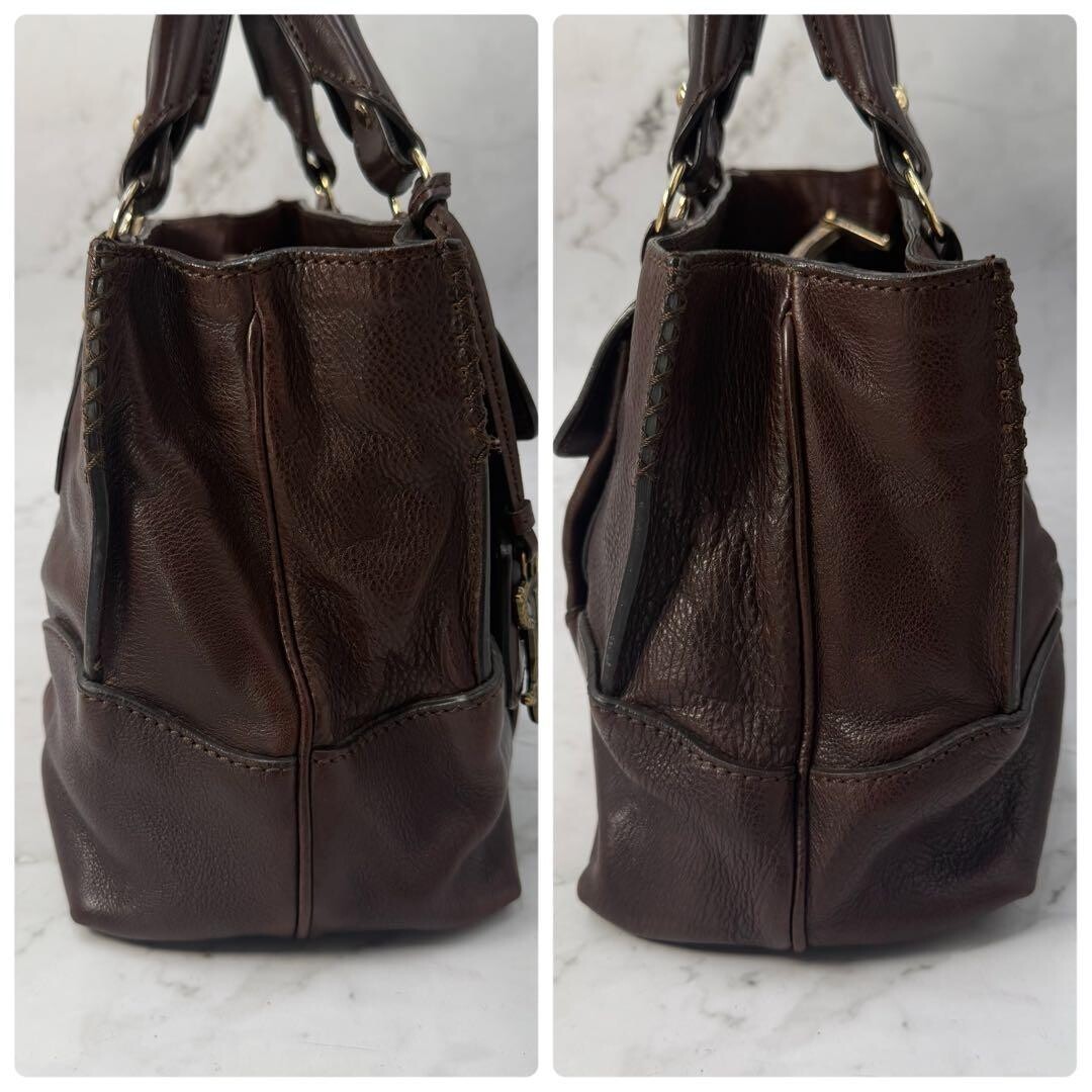 CELINE Boogie Bag Brown Leather Horse Carriage Charm Handbag Vintage Dust Bag