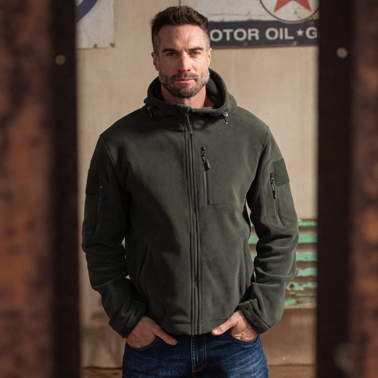 BAERSkin Tactical Hoodie Jacket Men 5.0 Military Style Fleece Hunter Green sz L