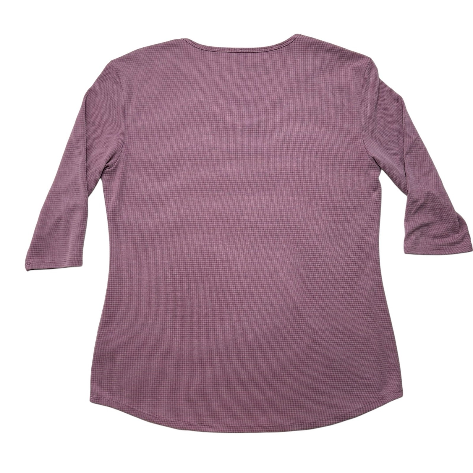 SEG’MENTS Essential 3/4 Sleeve V-Neck Textured Knit Top Lavender Purple Size XL