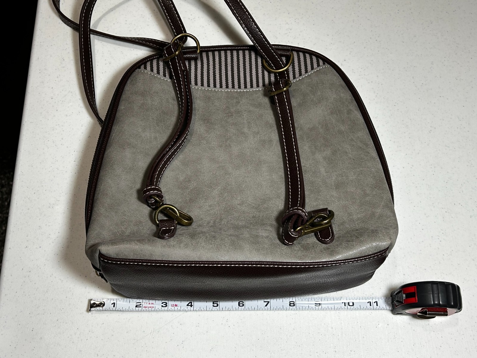 NEW CHALA CONVERTIBLE BACKPACK PURSE Medium Size in shade of grays & browns