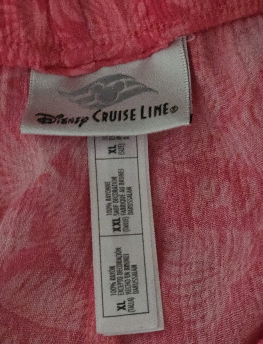 Disney Cruise Line Coral Leaf Wide Leg Elastic Drawstring Pants Sz XL