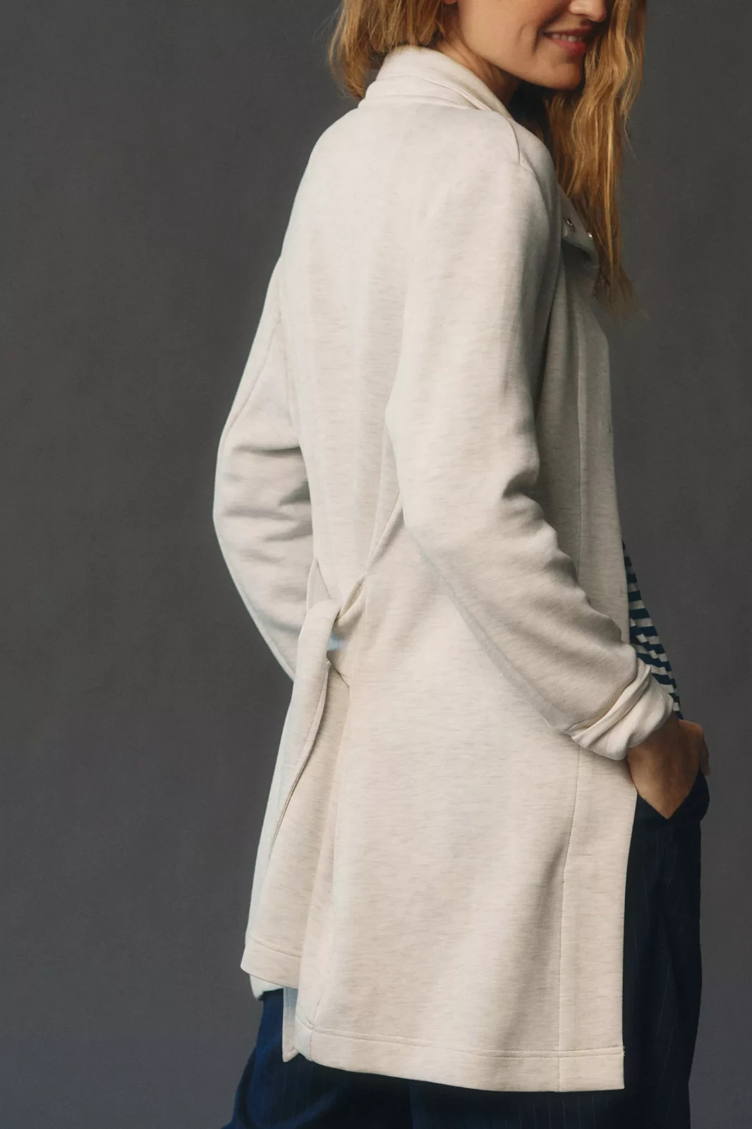 Anthropologie Varley Anset Jacket Ivory Sweatshirt Belted Size L NWT Large