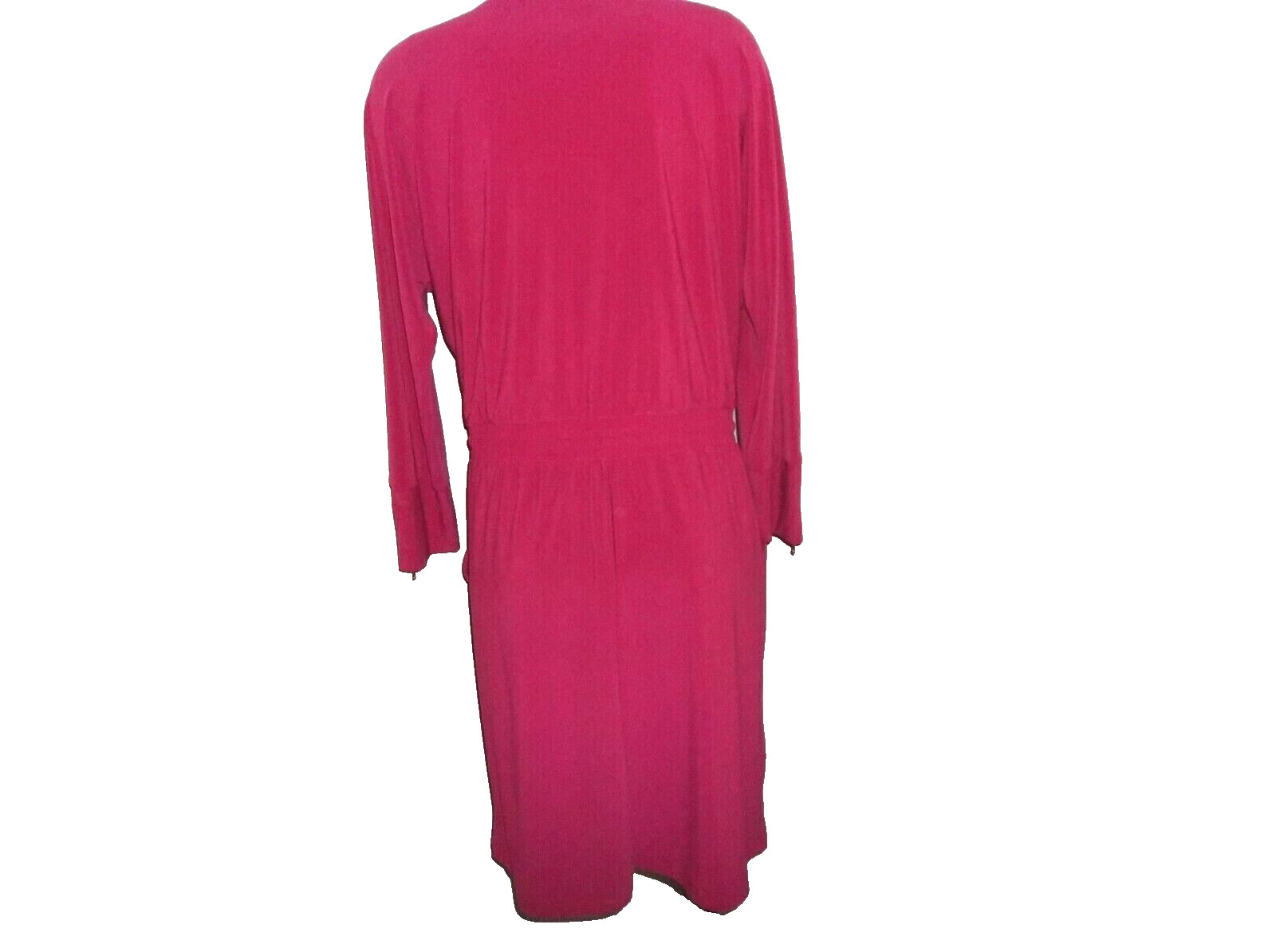 SOHO APPAREL LTD Deep Pink Career Dress Elastic Waist, Size Large, Poly/Spandex