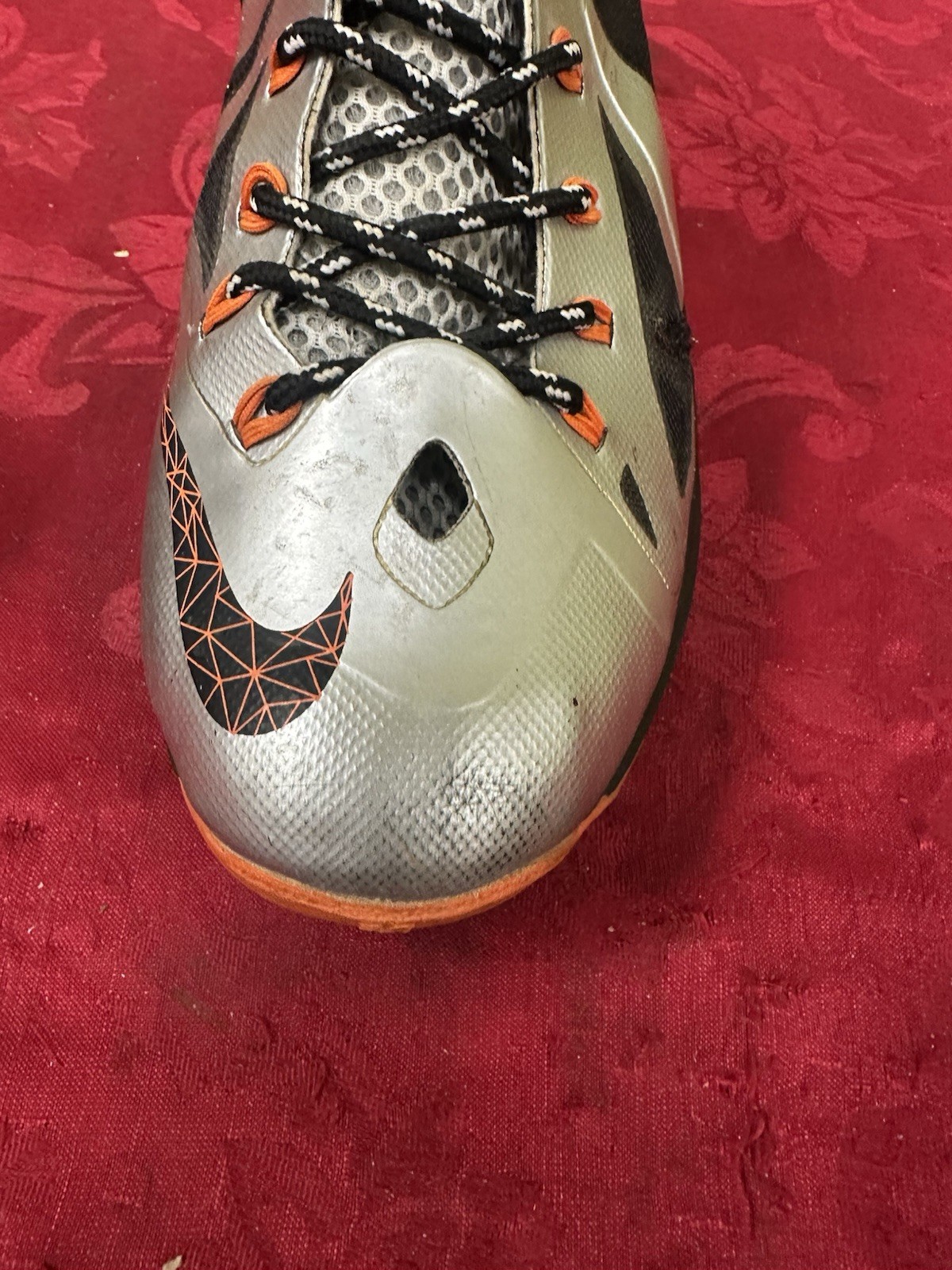 2012 Nike LeBron X Lava Grey Black Orange Sneakers Mens Sz 11 541100-800 Read