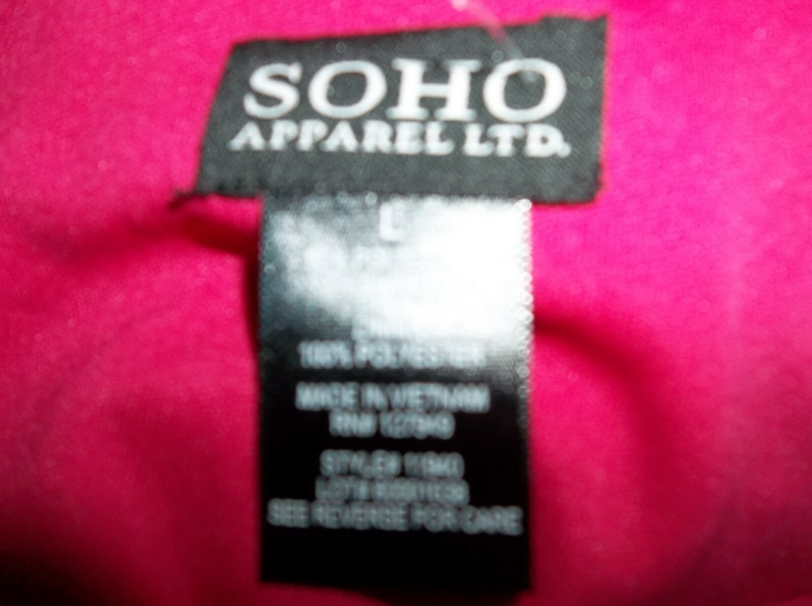 SOHO APPAREL LTD Deep Pink Career Dress Elastic Waist, Size Large, Poly/Spandex