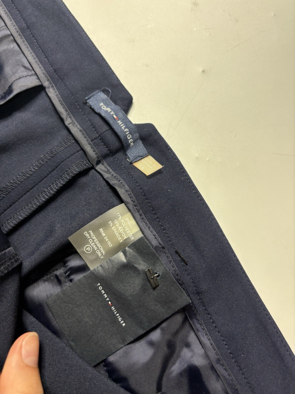 Tommy Hilfiger Womens Wear To Work Dress Pants Size 16 Straight Leg Navy Blue