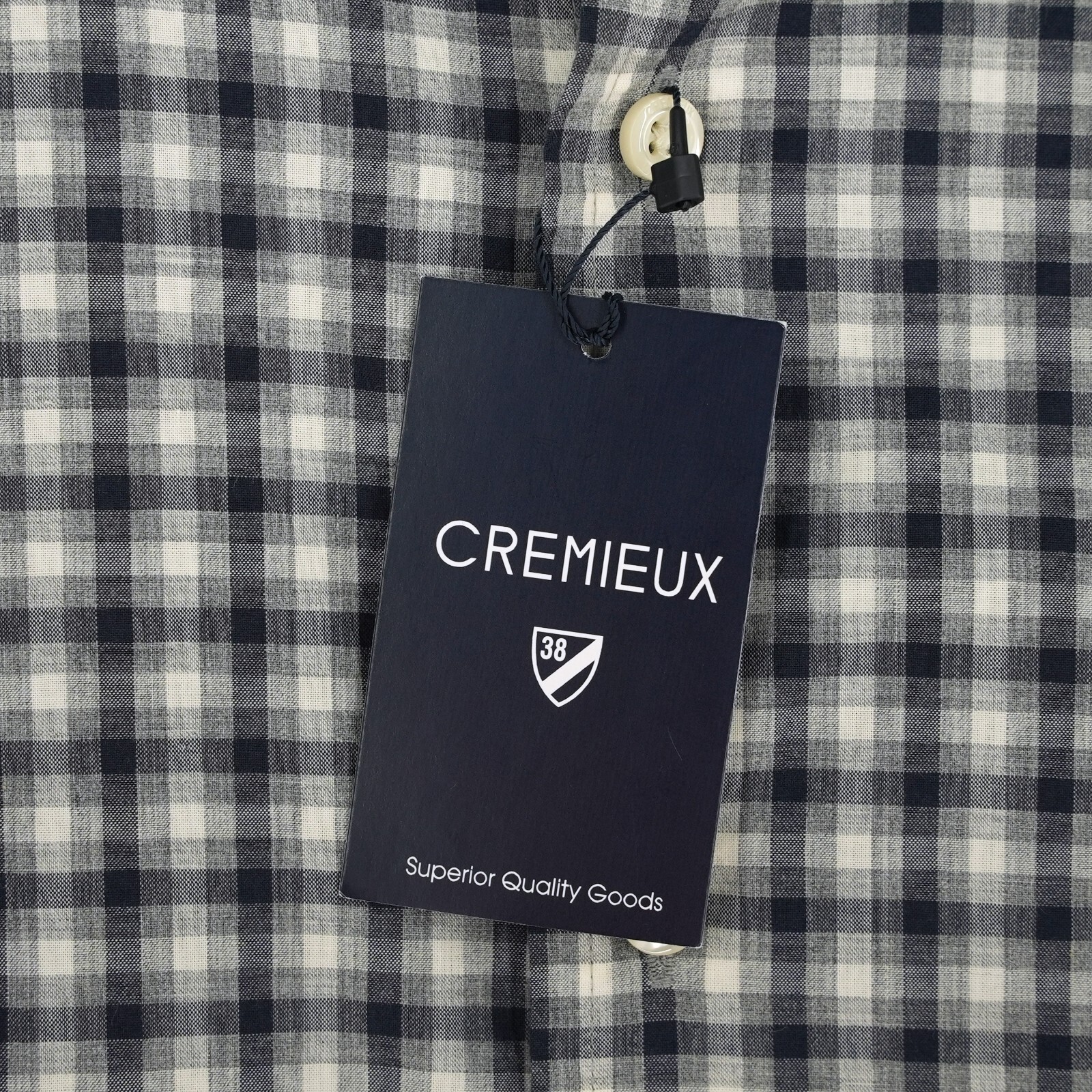 Cremieux Men’s Long Sleeve Shirt XL Gray Navy Check 100% Cotton NWT $79.50