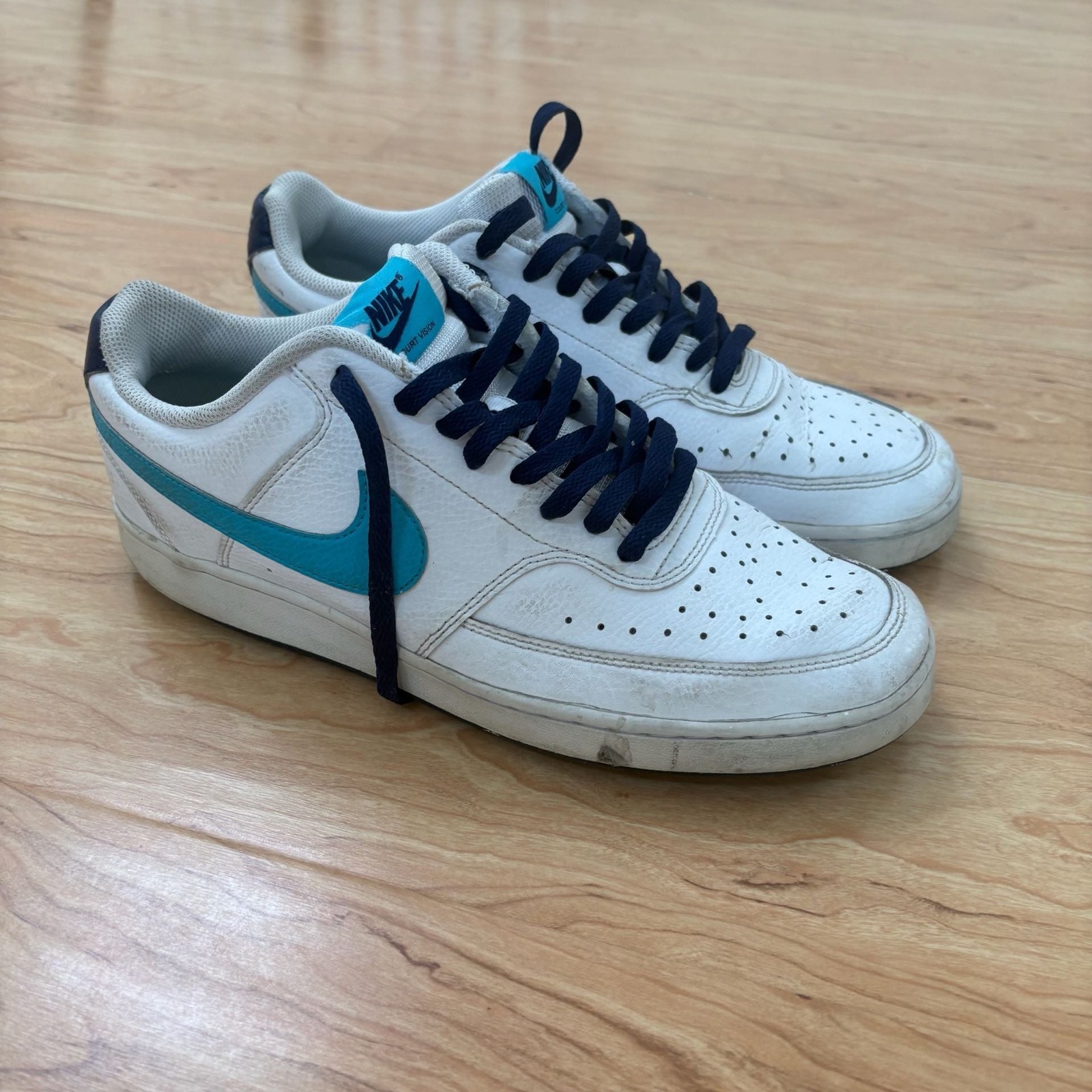 Nike Court Vision Low White/Turquoise Blue-Blue Void