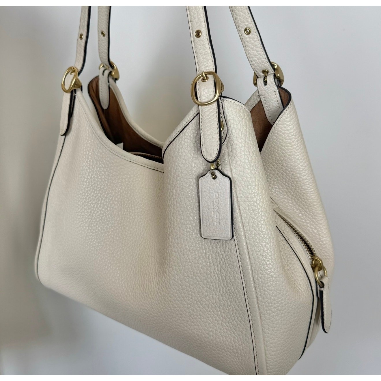 Coach Lori Shoulder Bag Refined Pebble Leather Chalk Off-White C4824