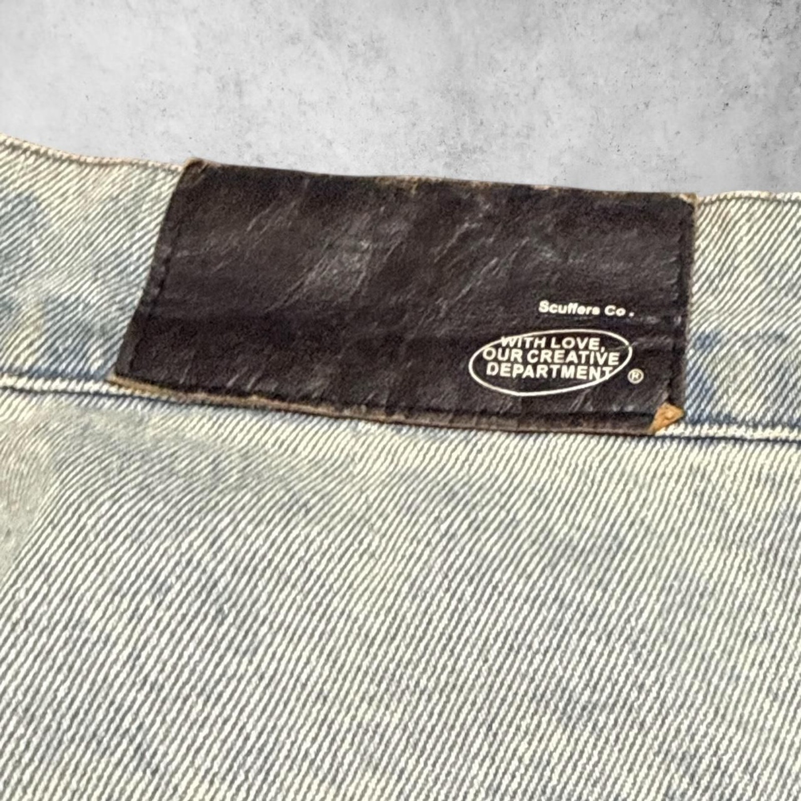 Y2K Scuffers Co Baggy Jeans Light Wash Red Swallow Embroidery 33×33