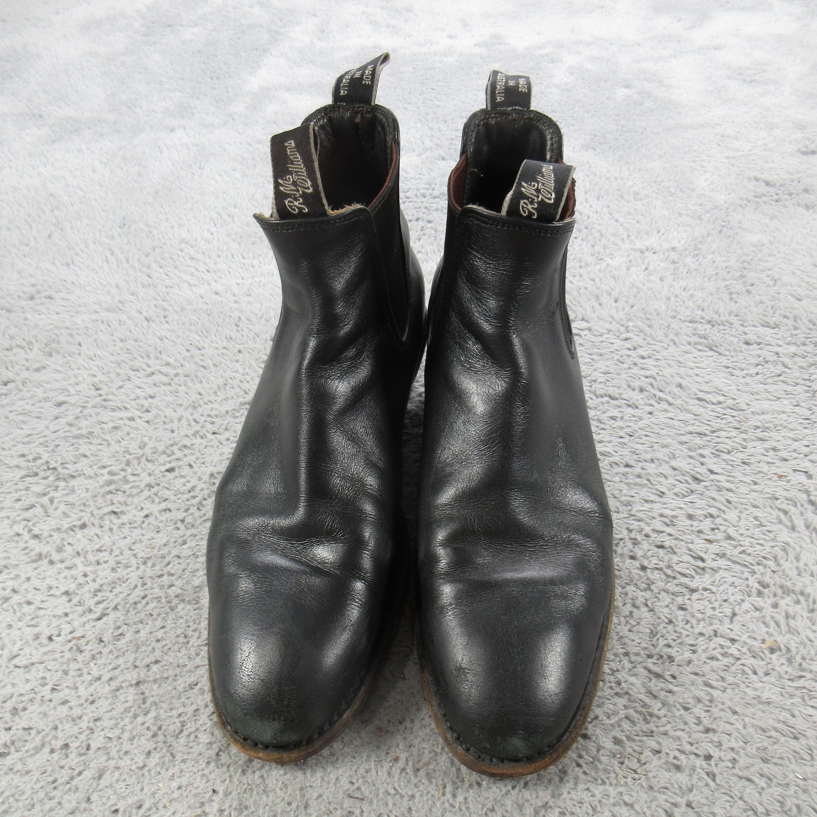 R.M. Williams Chelsea Boots Mens Size 9.5 Black Leather Pull On Ankle Casual