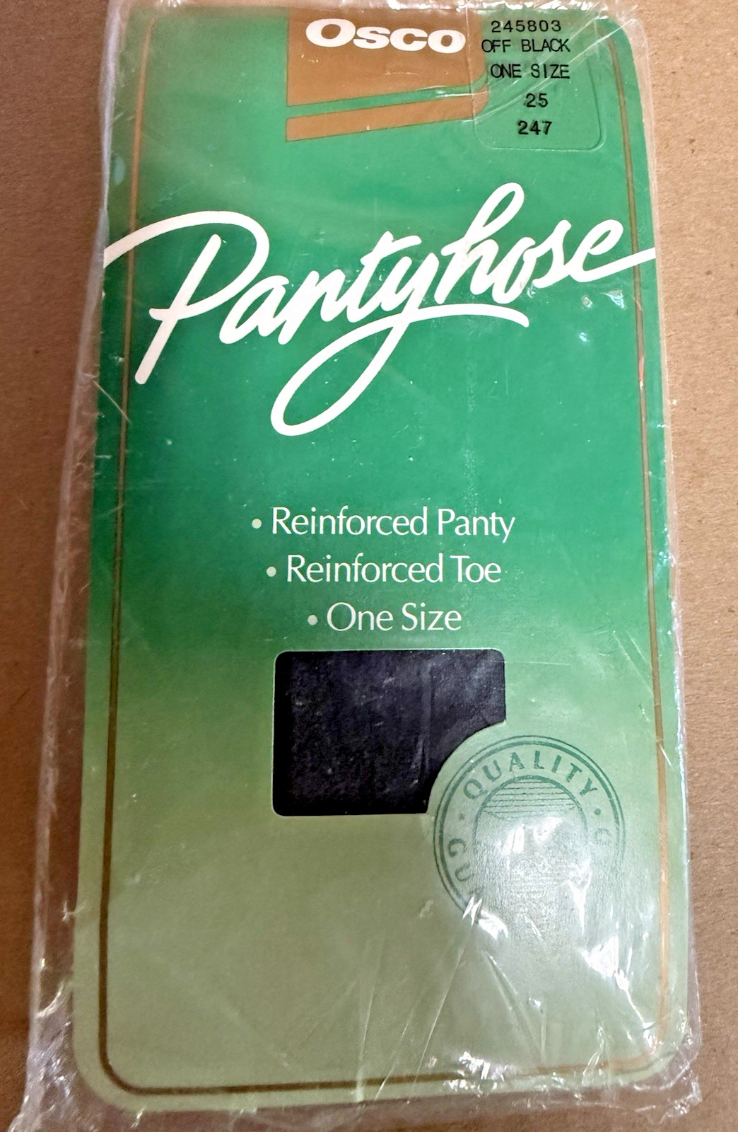 VINTAGE OSCO DRUG PANTYHOSE ONE SIZE BLACK 95% NYLON 5% SPANDEX