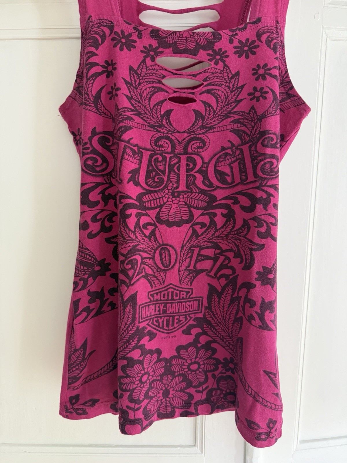 Harley-Davidson Sturgis Pink Cutout Sleeveless Tank Top ~Made in USA~ Size S – M
