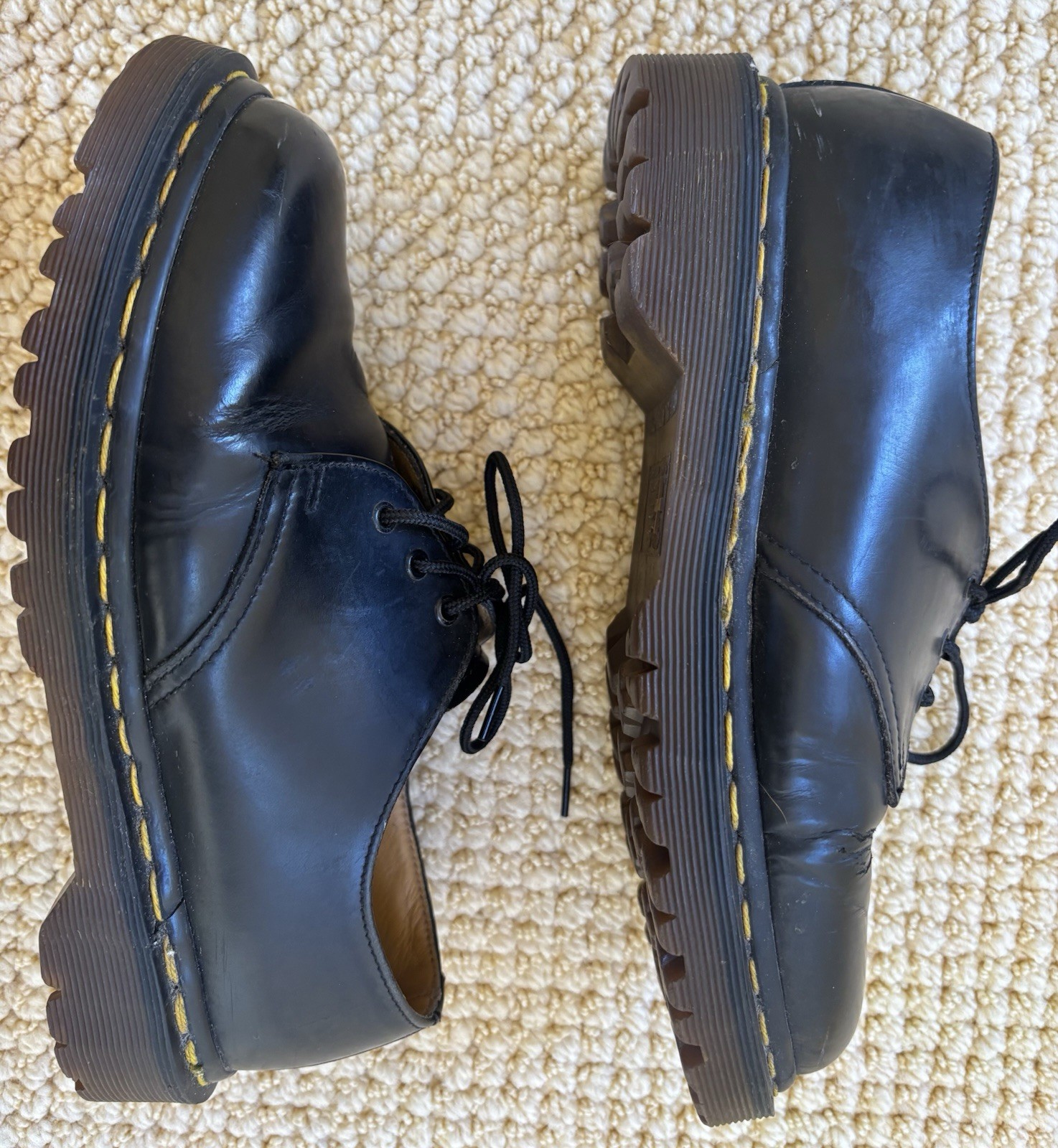 Vintage Doc Martens UK 6D #1461/59 Smooth Leather Oxford Shoes Black ENGLAND