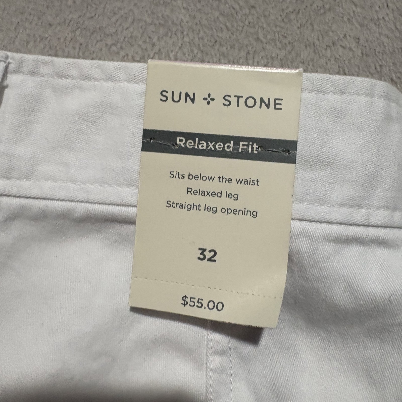 Sun + Stone Bleeker Crop Pants Mens 32 Bright White Relaxed Fit Cotton Mid Rise