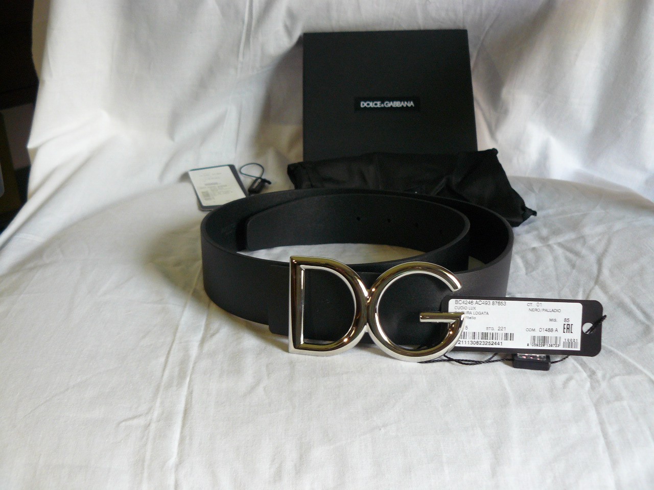 NWT MEN’S DOLCE AND GABBANA BLACK LEATHER BELT SIZE 85/34
