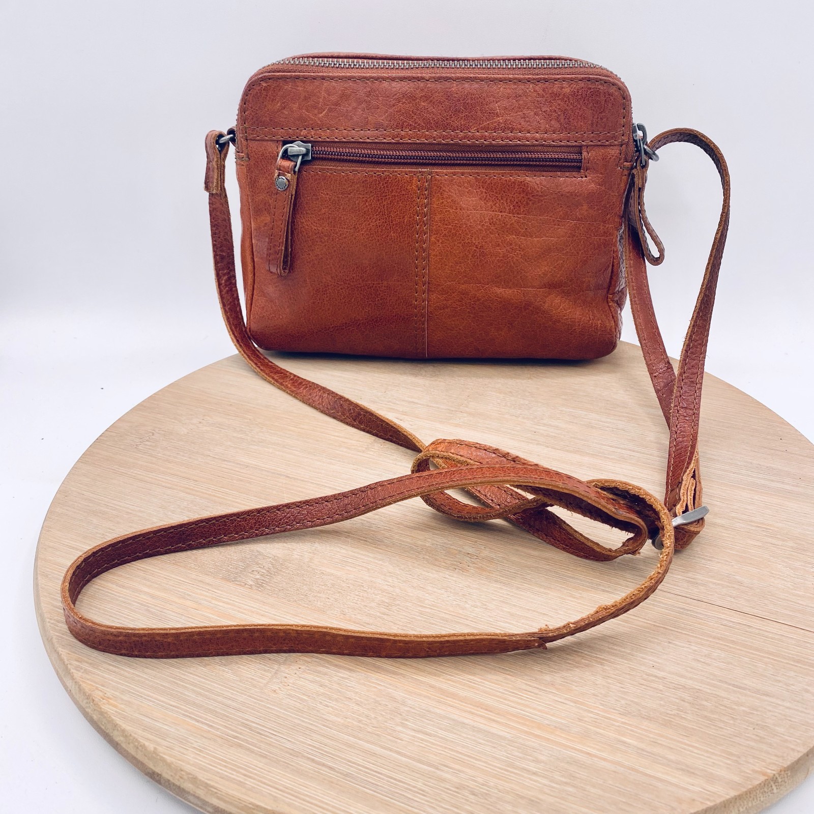Spikes & Sparrow Leather Crossbody Bag Brown Messenger Purse Small Boho