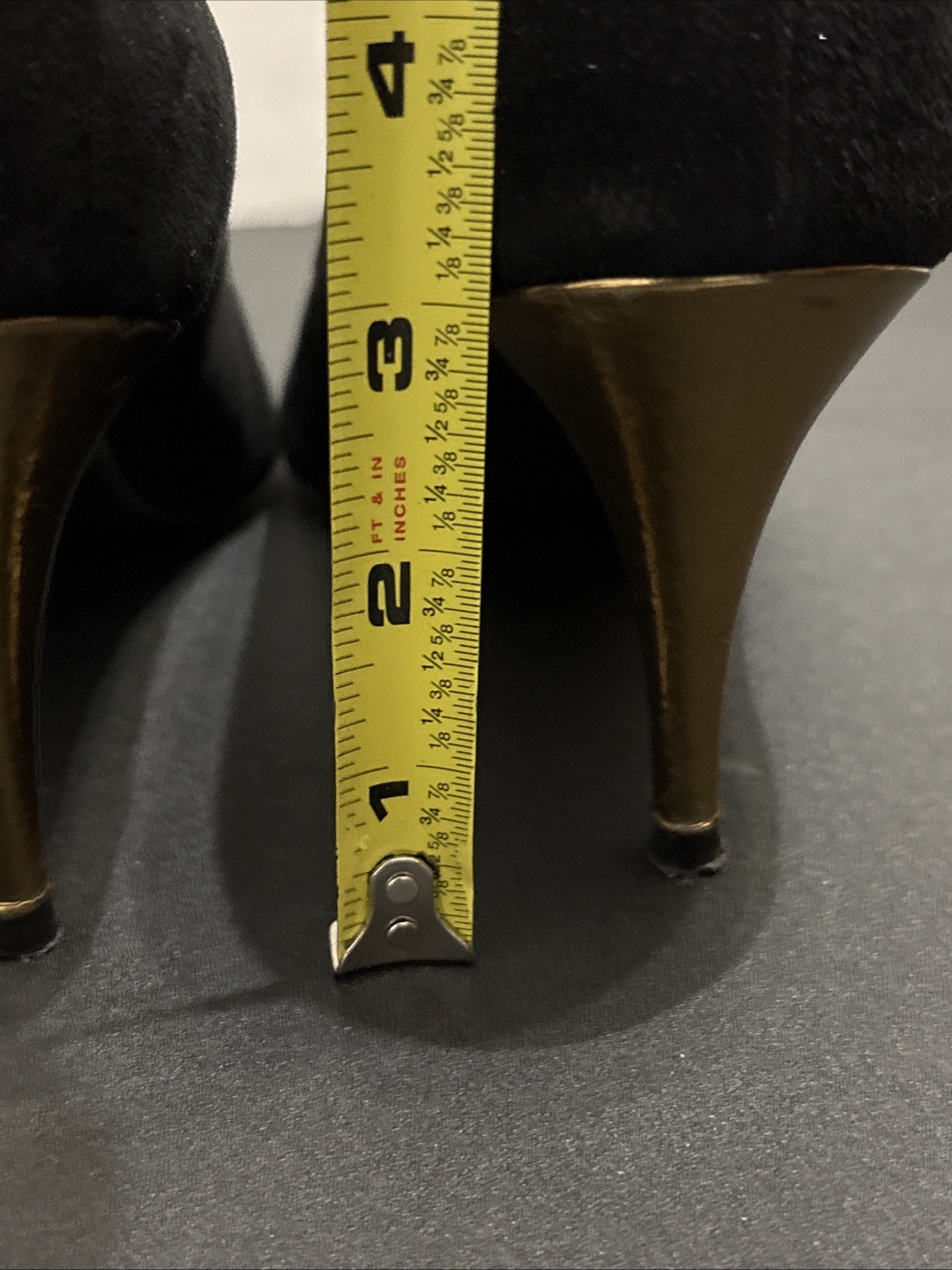 CLAUDIA CIUTI Black Suede & Gold Pointed Toe Heels Pumps Size 9.5 M