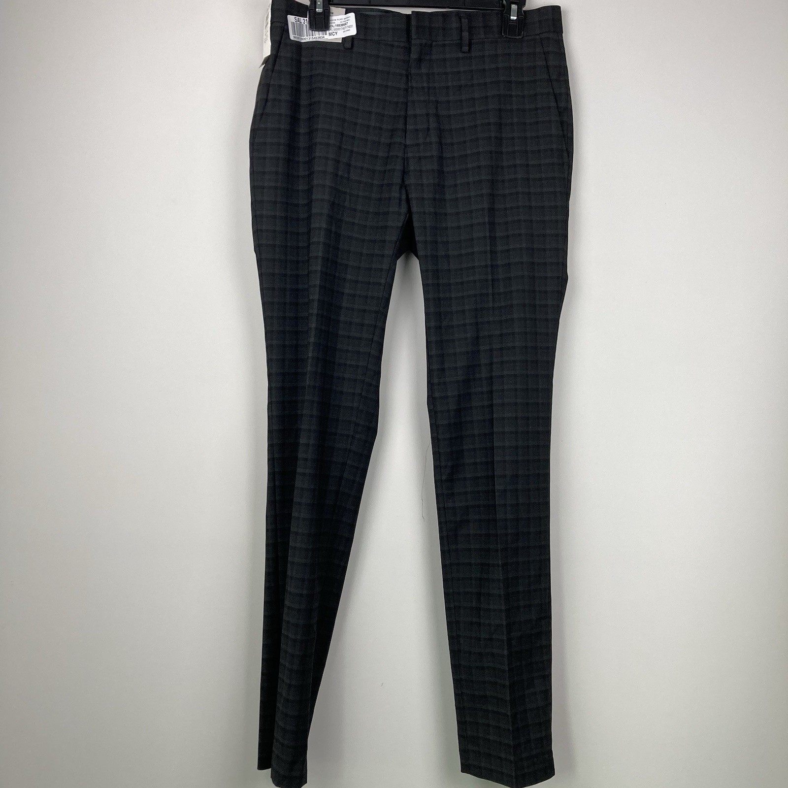 Kenneth Cole Reaction Men’s Pants Gabardine Skinny Fit Stretch 34W 32L Plaid