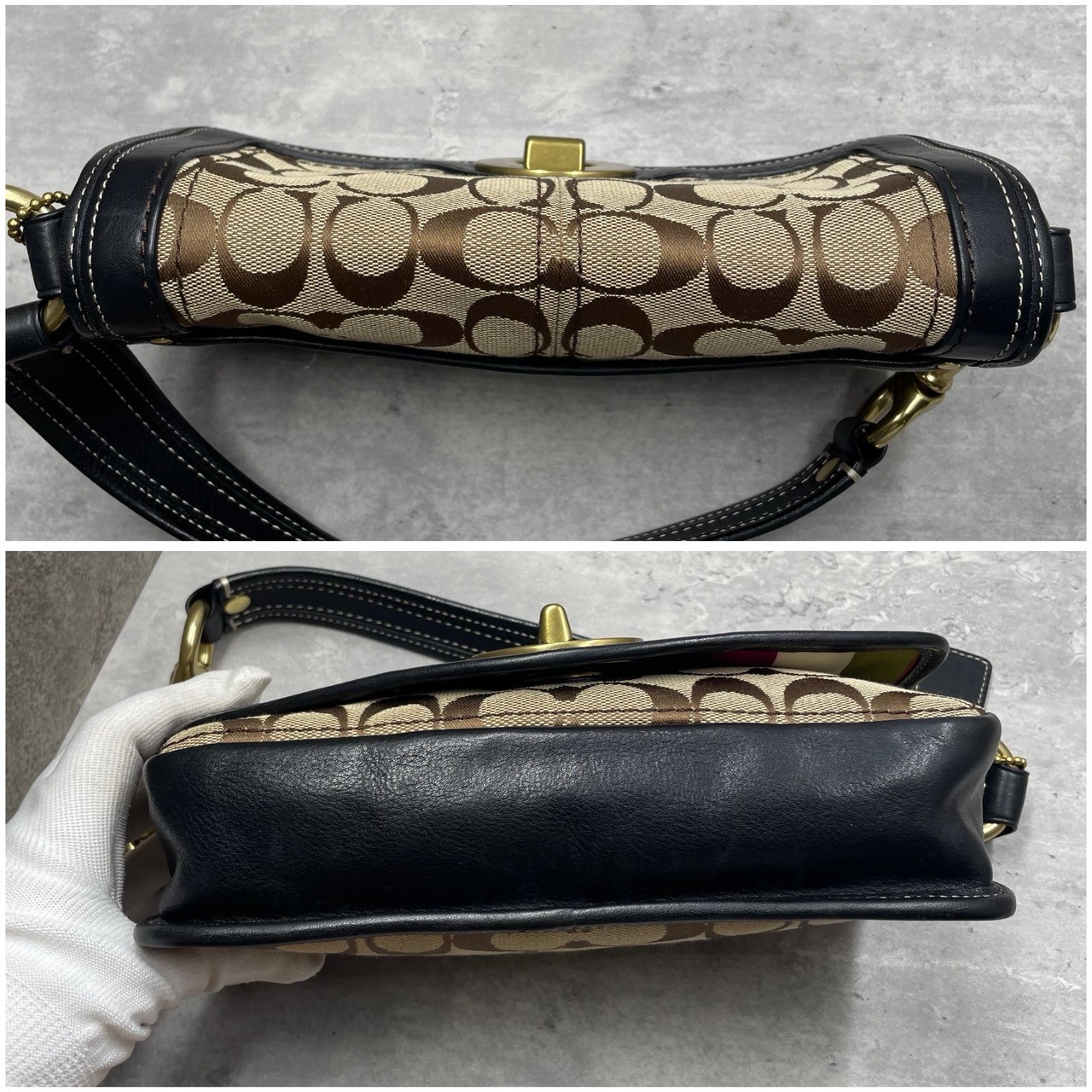Coach 10335 Legacy Shoulder Bag Turnlock Signature Used Authentic Vintage Black