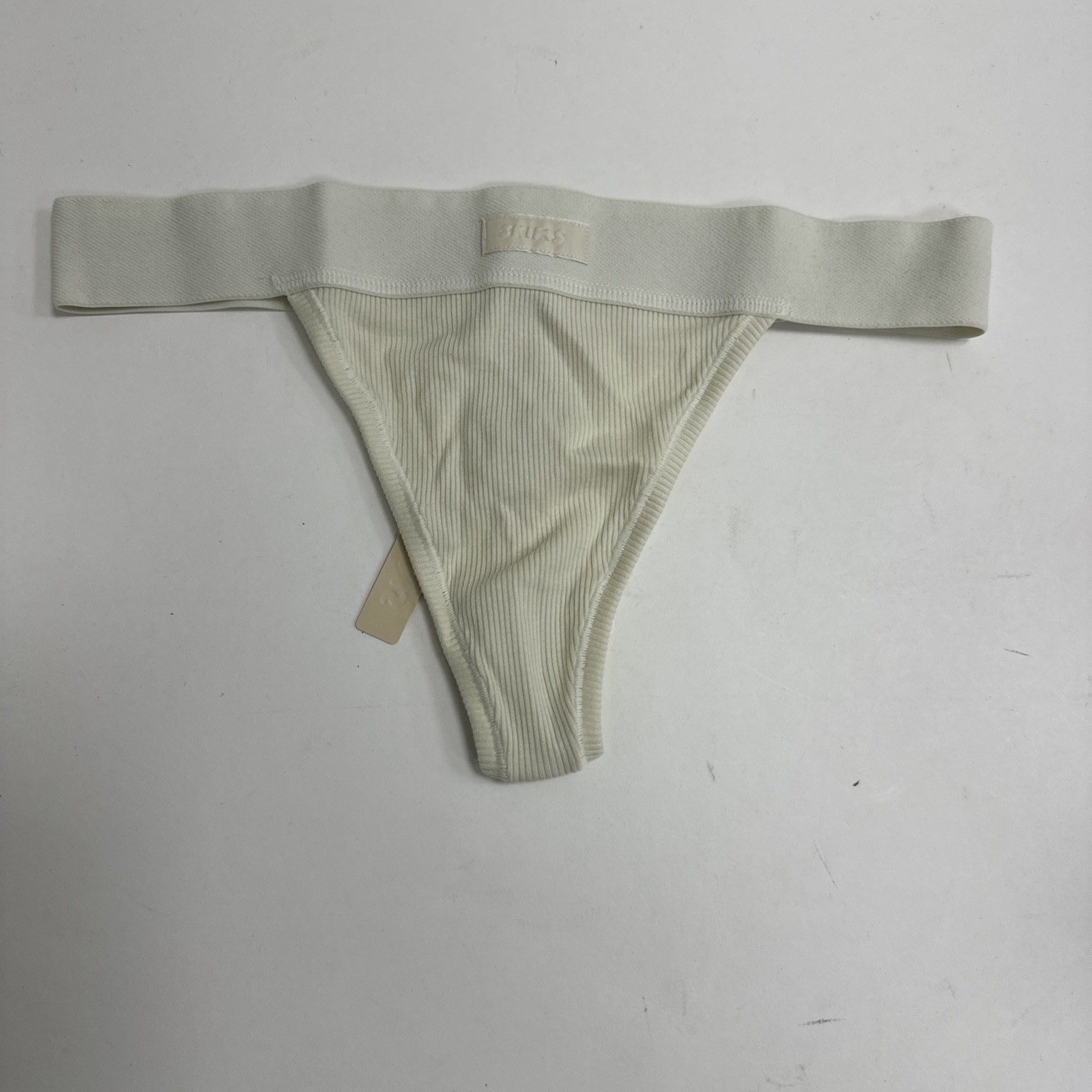SKIMS Women’s Cotton Blend Stretch Jersey Rib Thong Bone Size S