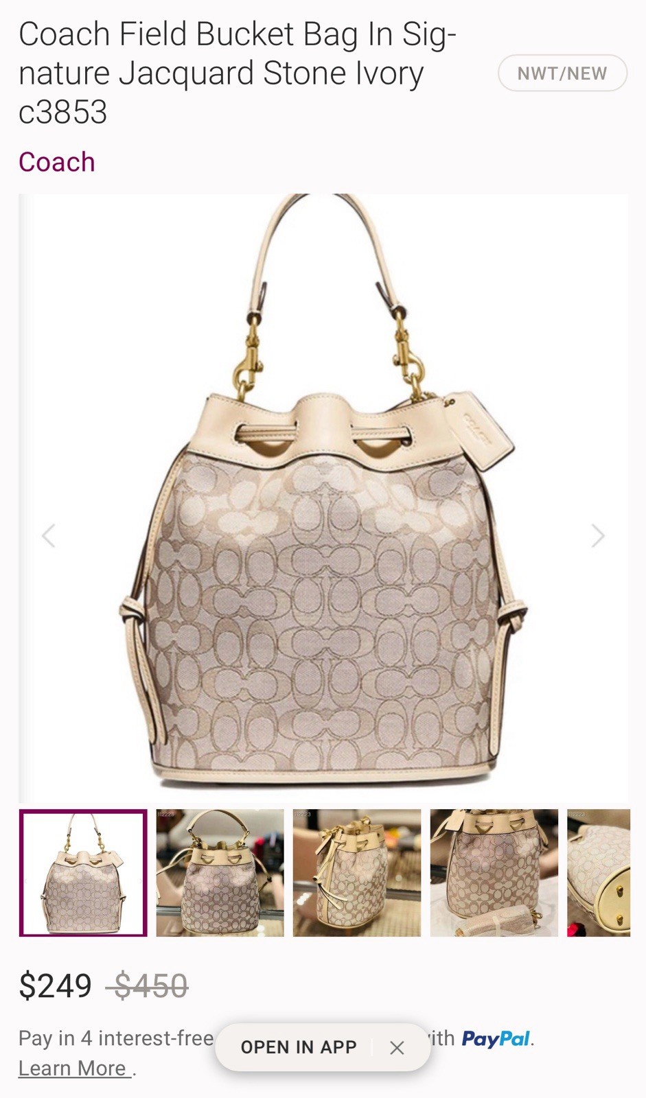 Coach Field Bucket Bag with Signature Jacquard – Stone Ivory