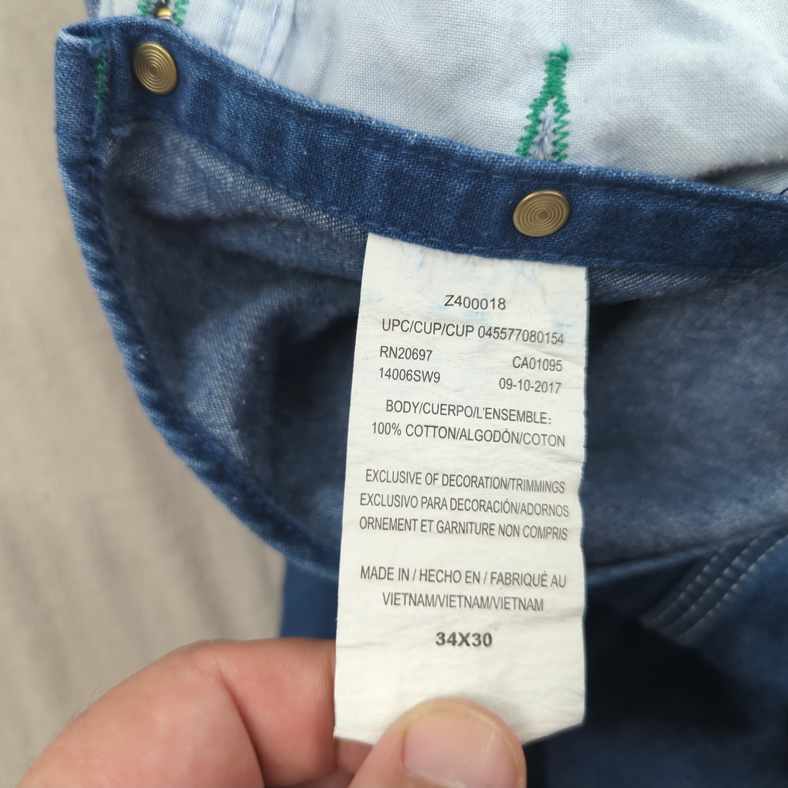 Liberty Overalls Mens 34×30 Blue Denim Utility Hammer Loop Carpenter Workwear