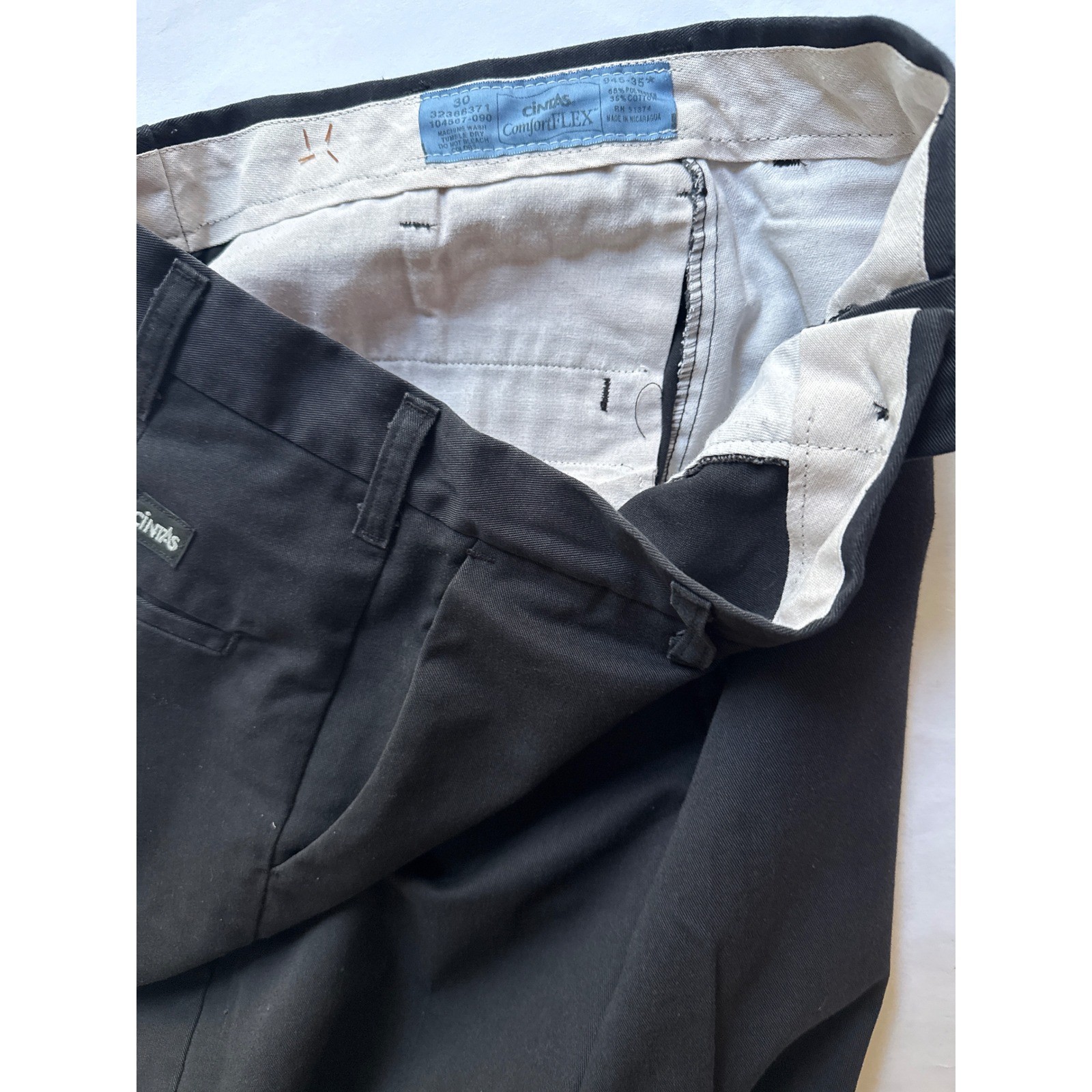 Cintas ComfortFLEX Mens 30×33 Black Work Pants Uniform Trousers 945-35