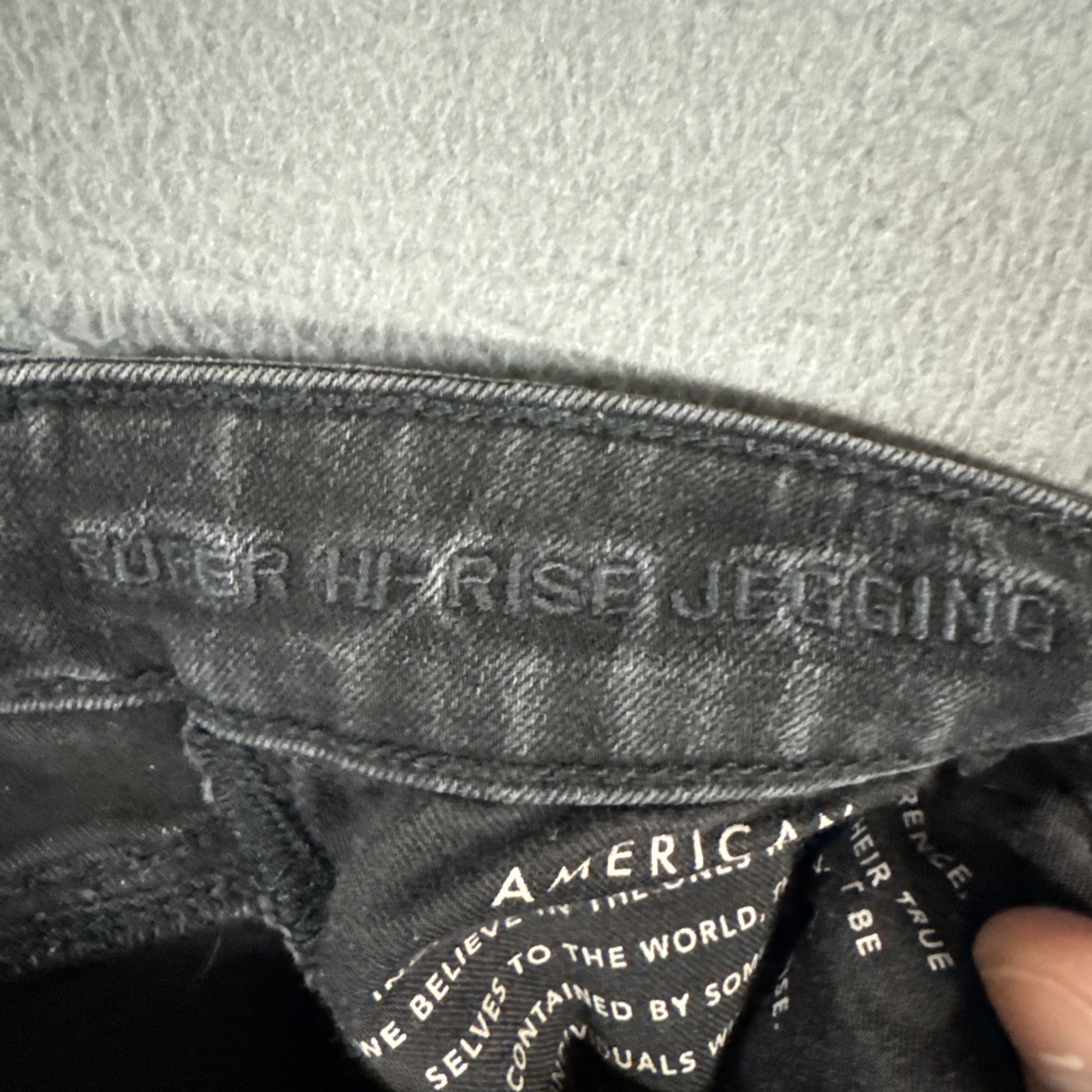 American Eagle Jeans Womens 4 Black Super Hi Rise Jegging Stretch Denim Preppy