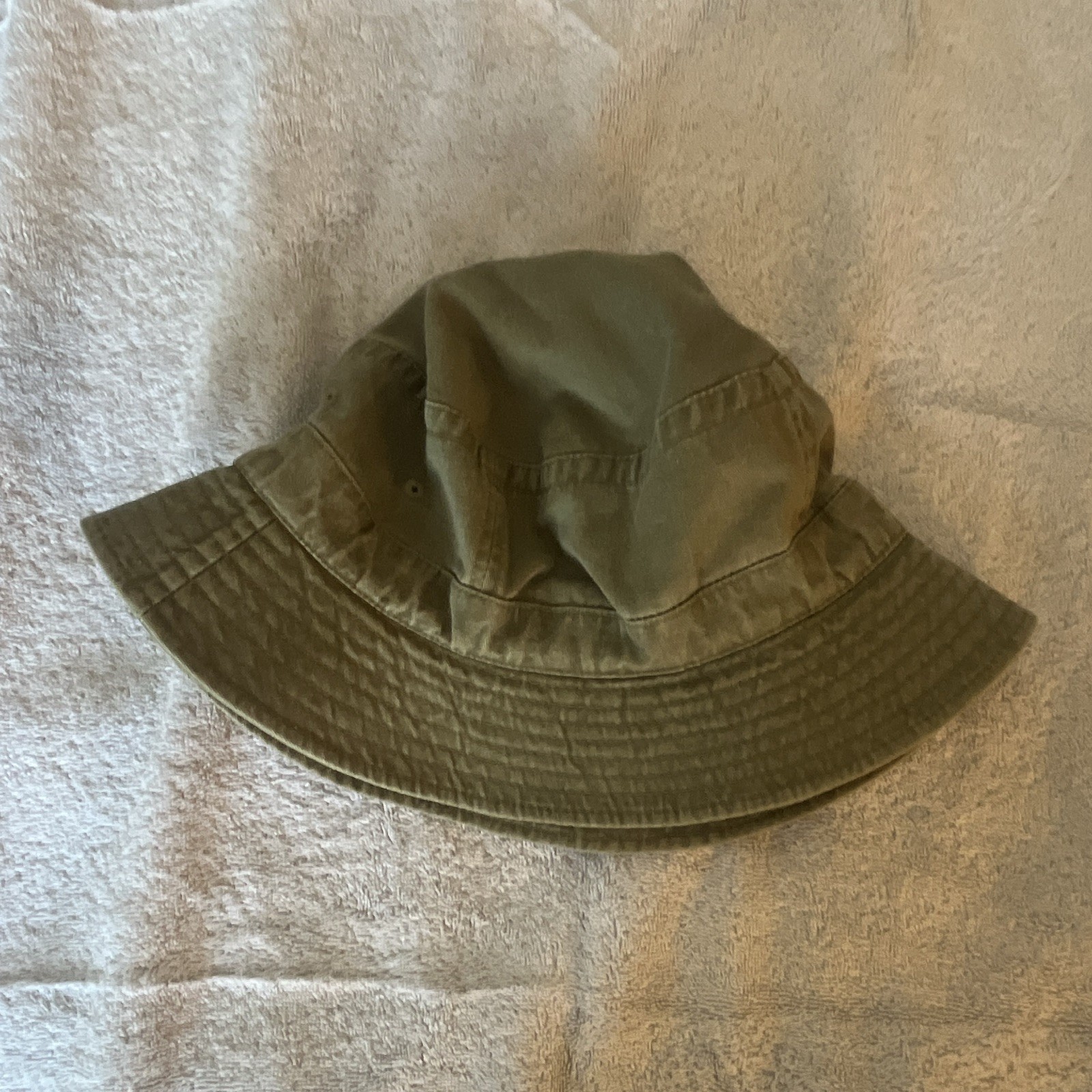 Khaki Men’s Bucket Hat One Size Solid Sports Red & White C Patch