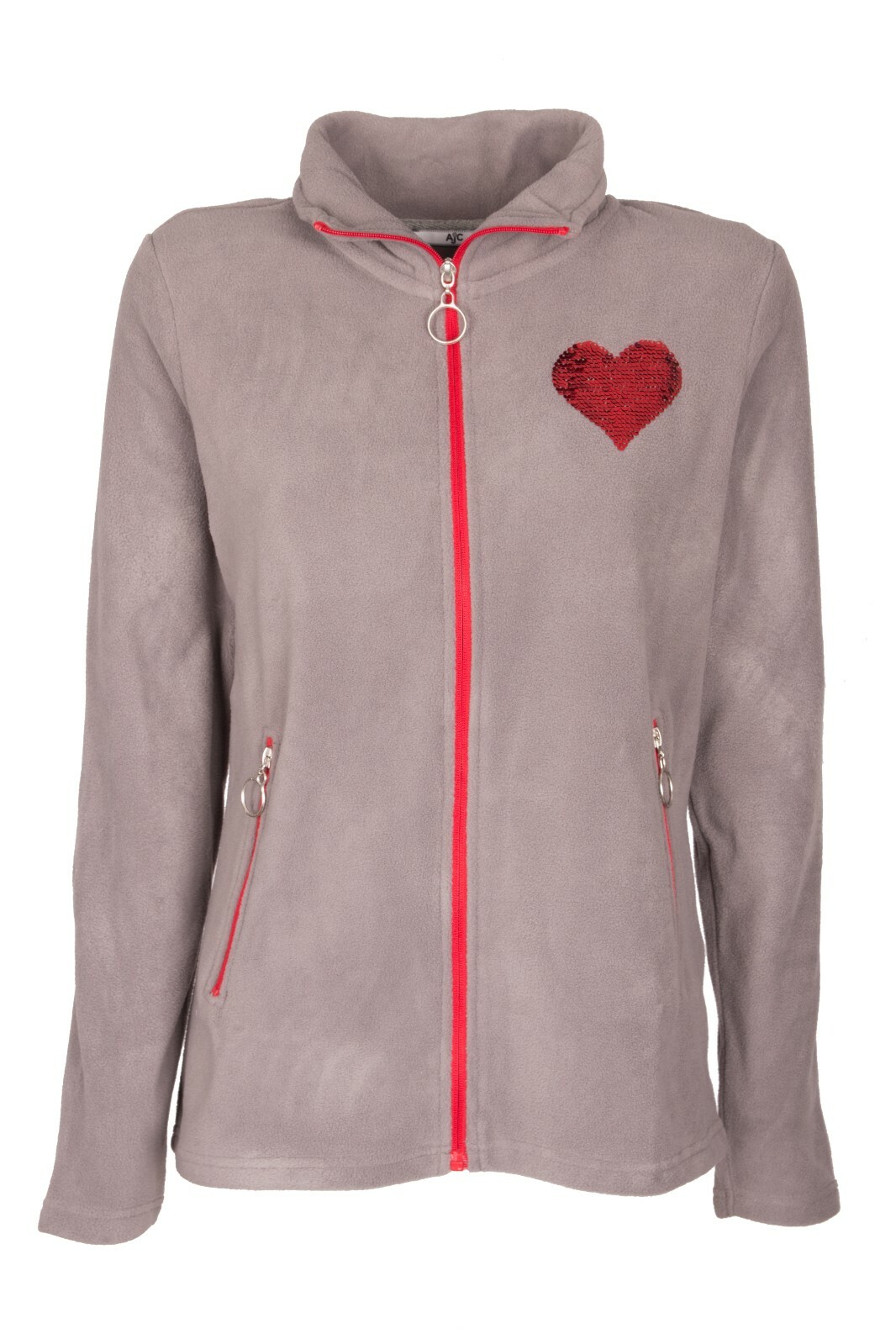 AJC Womens Ladies Jacket Coat Fleece Fleece Jacket Grey Pink White Size 32 34 36 38
