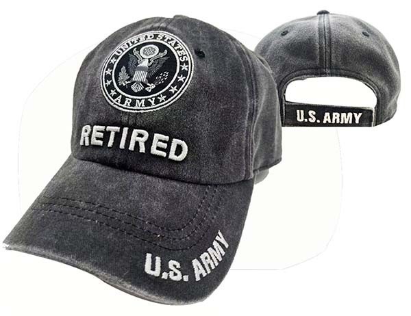 U.S ARMY RETIRED EMBLEM SEAL BLACK SUBDUED EMBROIDERED HAT CAP LICENSED