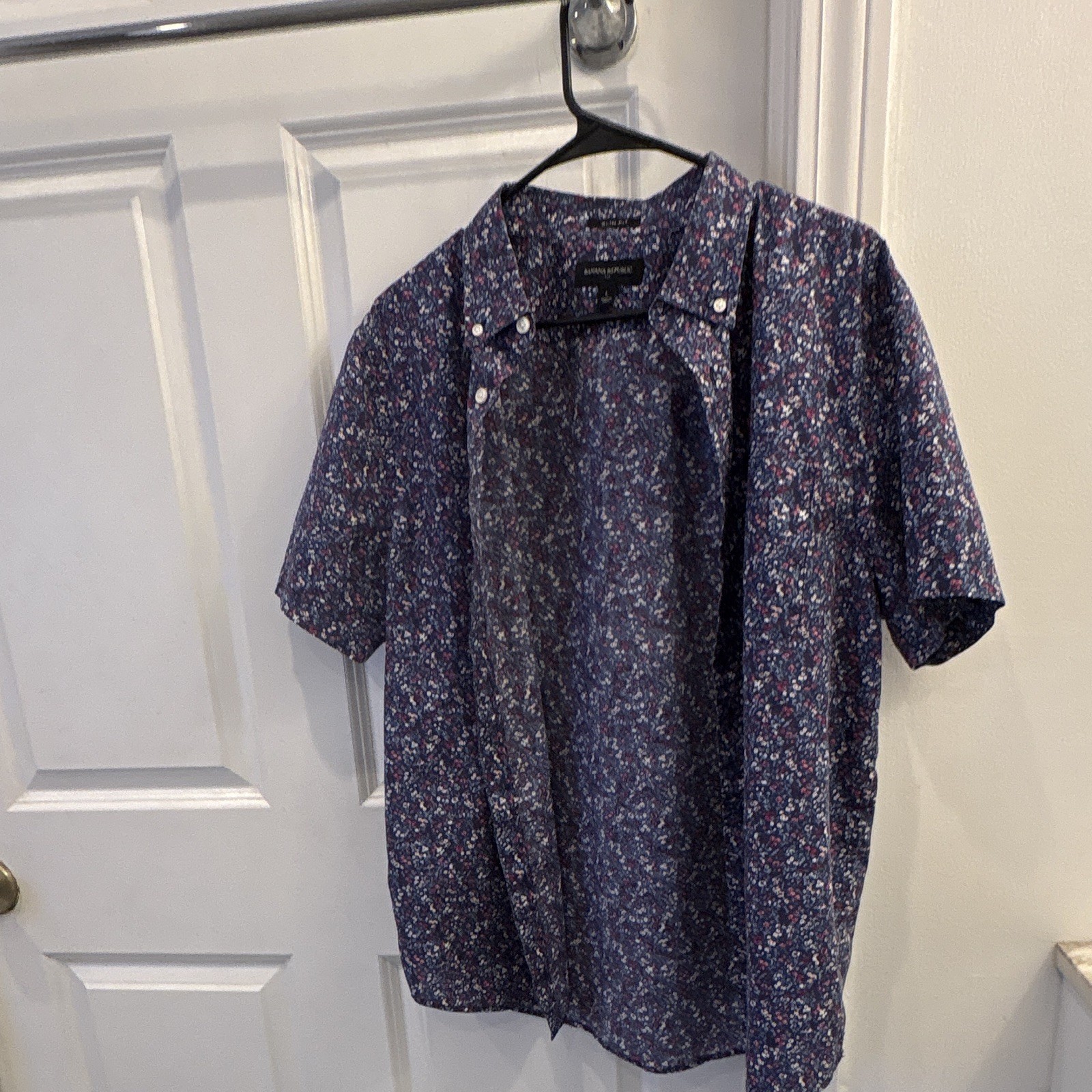 Banana Republic Slim Fit Men’s L Blue Floral Short Sleeve Button-Down Shirt