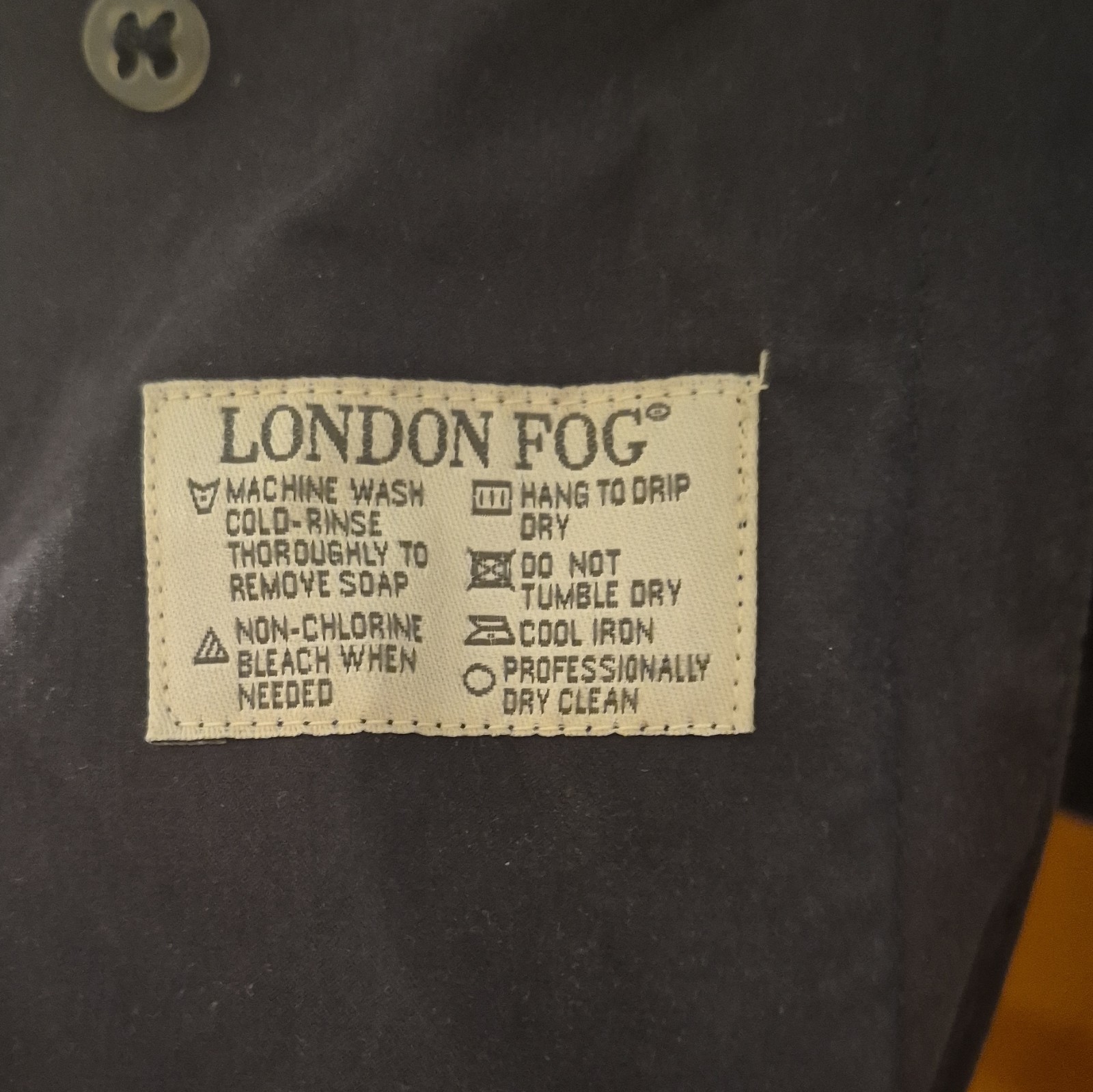 London Fog Men’s Blue Solid Trench Coat Mid-Length Button Front 44 Chest