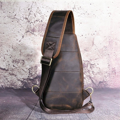 Le’aokuu Men Fashion Casual Tea Designer Travel Hiking Crossbody Chest Brown